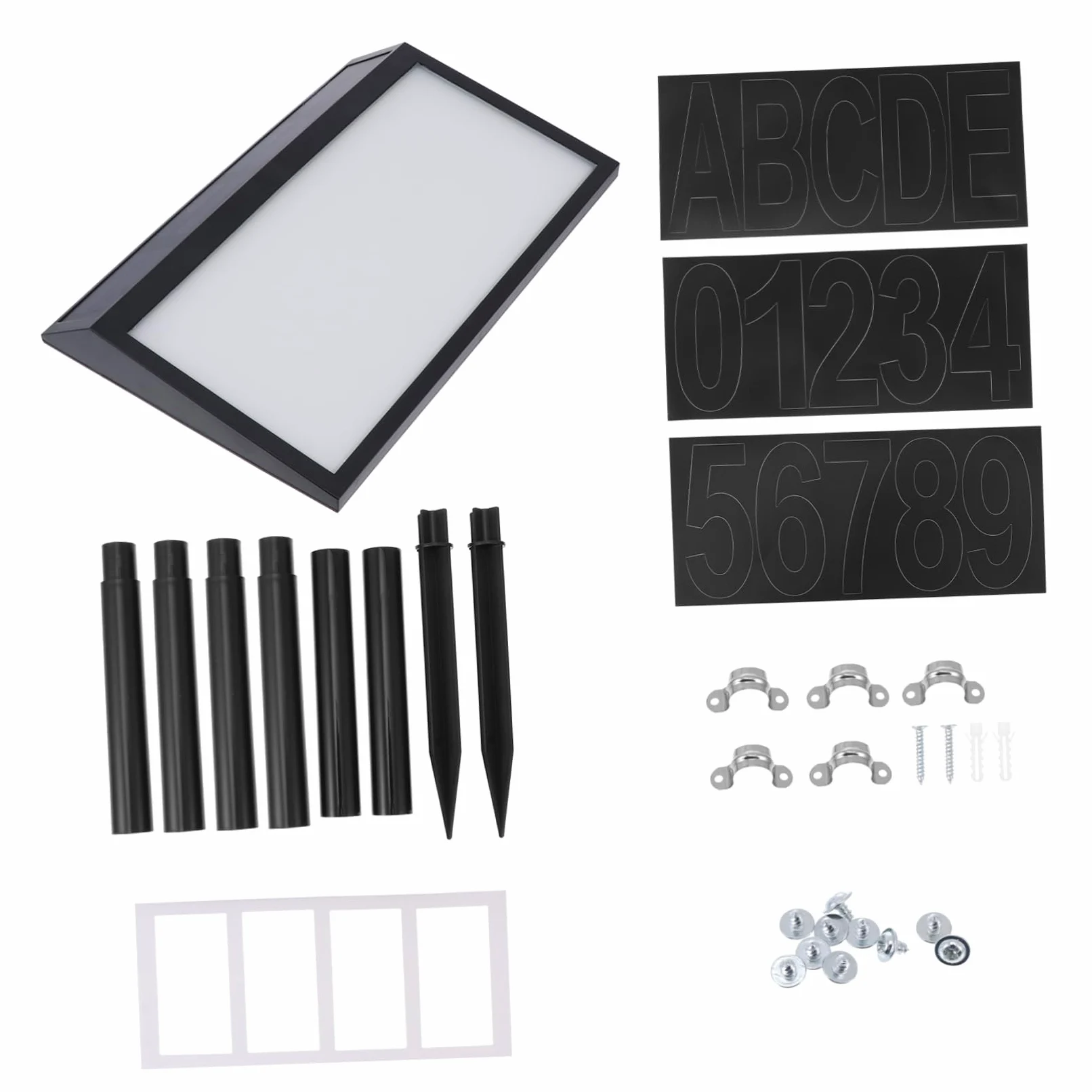 Lampada Solare da Esterno Porta Numeri a Terra LED 10 LED Nero Batteria 1200mah per Negozi di Fiori e Hotel