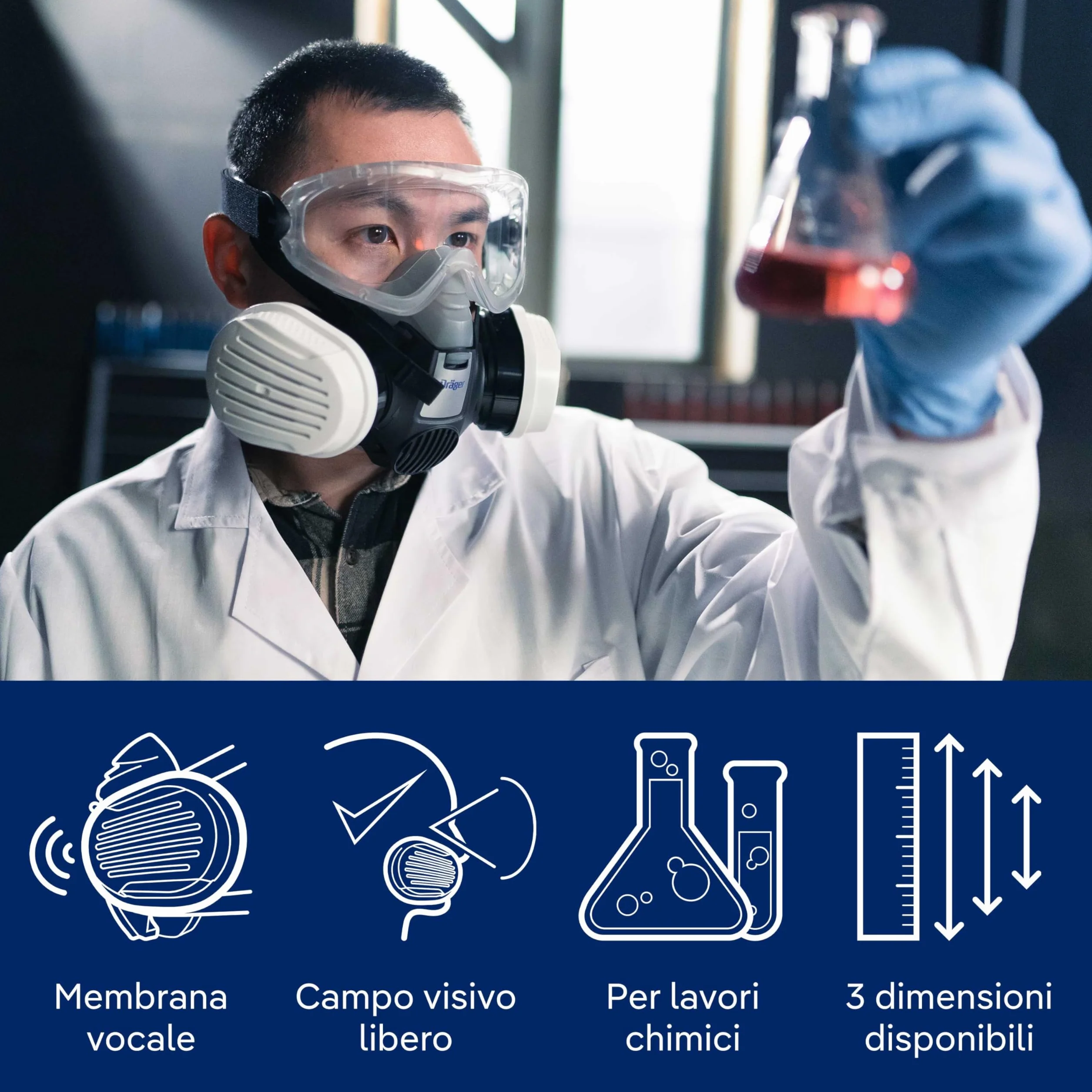 Dräger X-plore 3300 Maschera respiratoria ABEK1 Hg P3 semimaschera gas vapori polveri