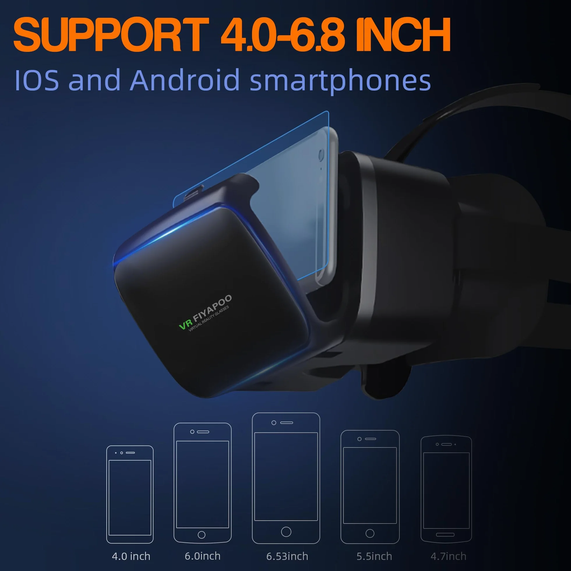 Occhiali VR 3D per Smartphone, 3D Visore Realtà Virtuale, HD VR per Film & Giochi, Compatibile con la Maggior parte degli Smartphone (4,7-6,7 Pollici). Regalo di Natale Perfetto.