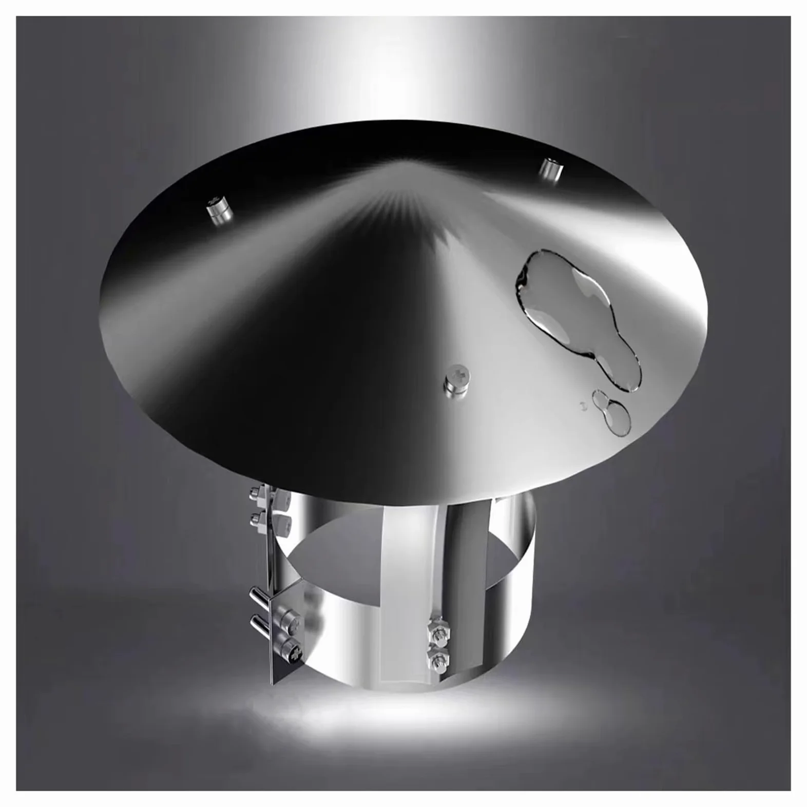 Comignolo Tondo in Acciaio Inox, Cappuccio di sfiato Conico Resistente alle intemperie, Copertura Isolante in Acciaio zincato Resistente, 27 cm x 45 cm, Perfetto per Tutte Le Condizioni Atmo