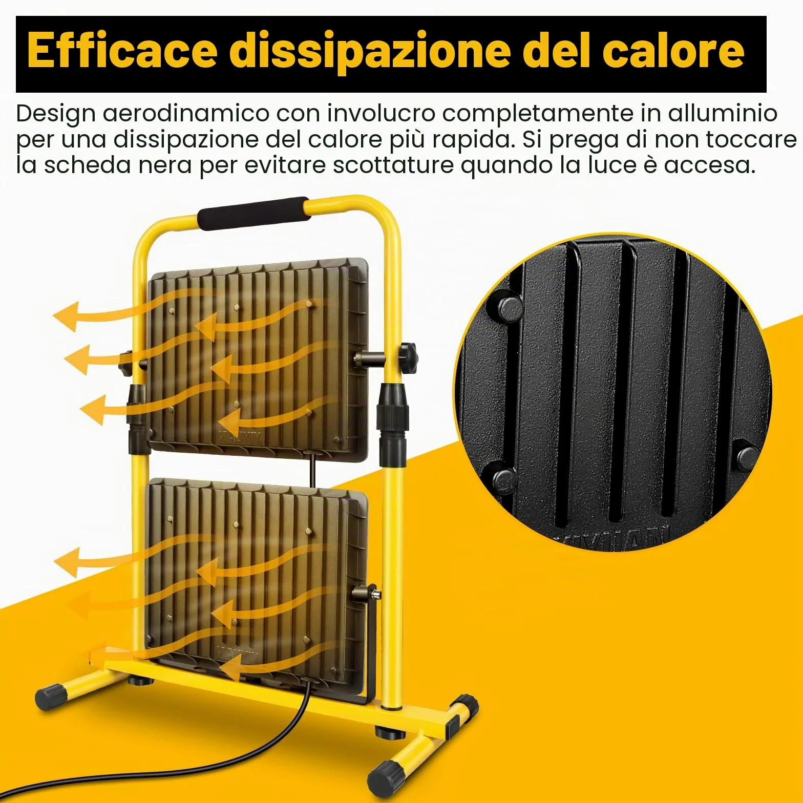 SKYWORLD 300W Faretto Led da Cantiere, 30000LM Faro da Cantiere Portatile | Proiettori Faretti Led con 5M Cavo e Spina, Impermeabile Lampada per Lavori Officina Garage Giardino Cantieri, 6000K Bianco