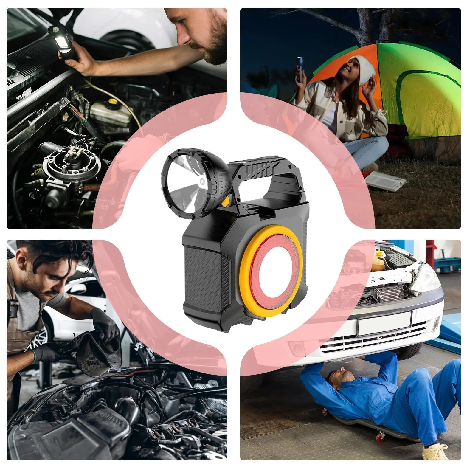 Generico Da Campeggio Ricaricabili Luce Multifunzione, Faretto, Faro | Torce Per Emergenze Con Kit Attrezzi Faretto Per Casa, Esterni, Escursioni, Camminate Notturne, Blackout, Riparazioni Auto