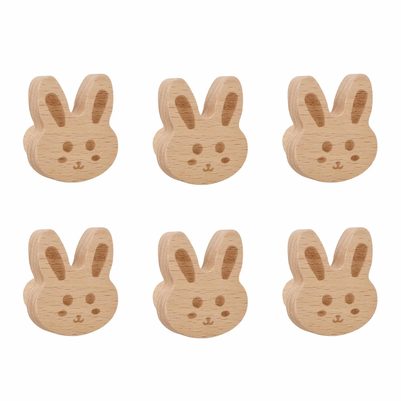 MOROBOR Pomelli decorativi in legno a forma di coniglio 6 pezzi per cassetti