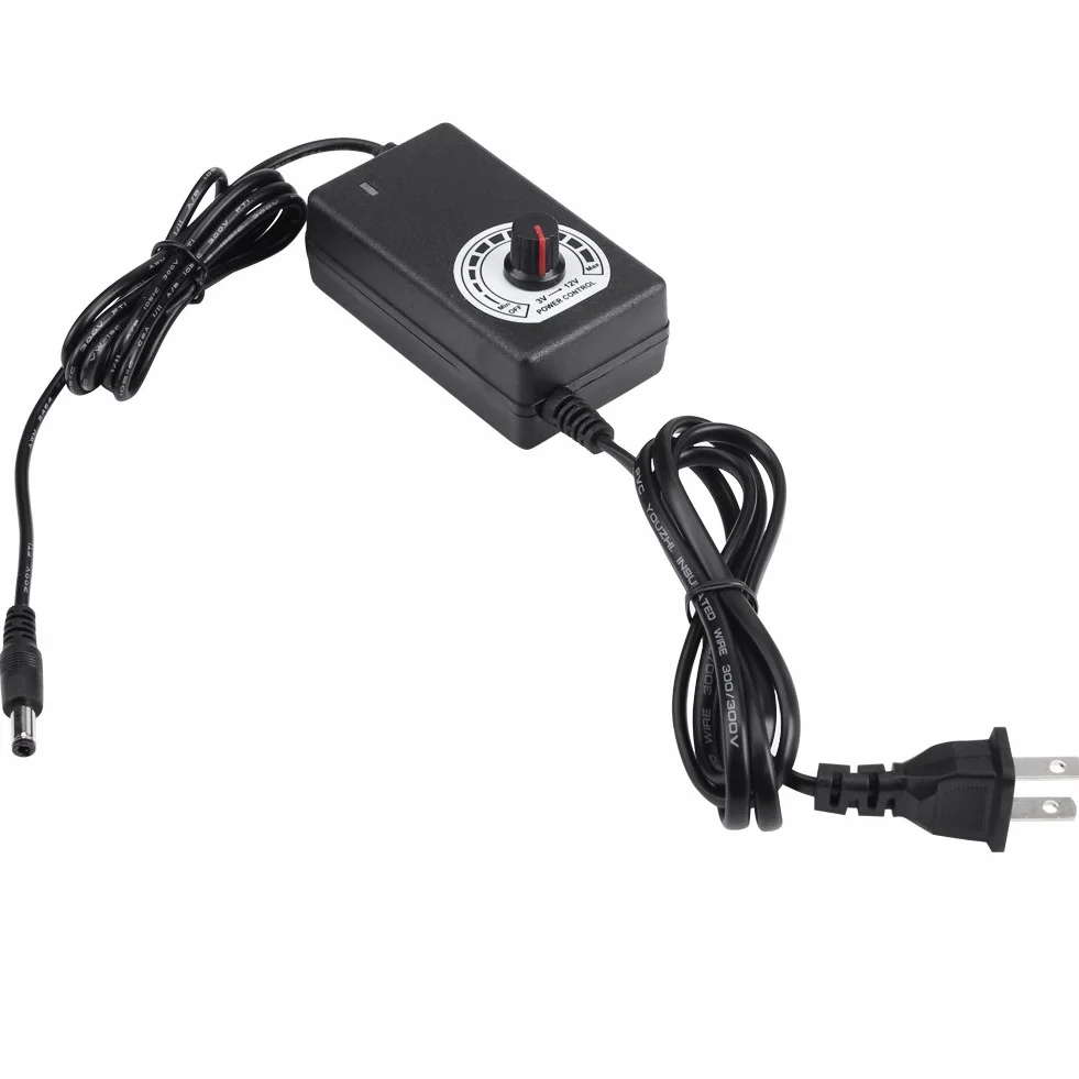 Adattatore AC a DC 3-12 V 2A Regolatore di Velocità Motore Alimentatore Regolabile con Spina Americana
