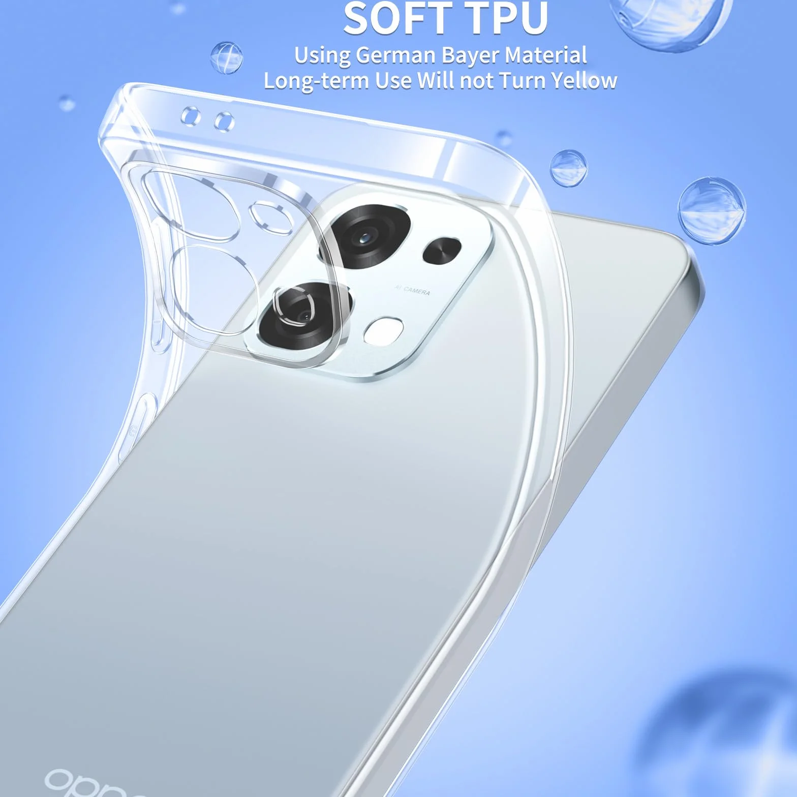 Phoona Cover per Oppo A6 Pro 5G/4G Custodia con 2 Pezzi Pellicola Vetro Temperato,Ultra Sottile Trasparente Silicone Protettiva Case per Oppo A6 Pro Sottile Morbida Antiurto Cover