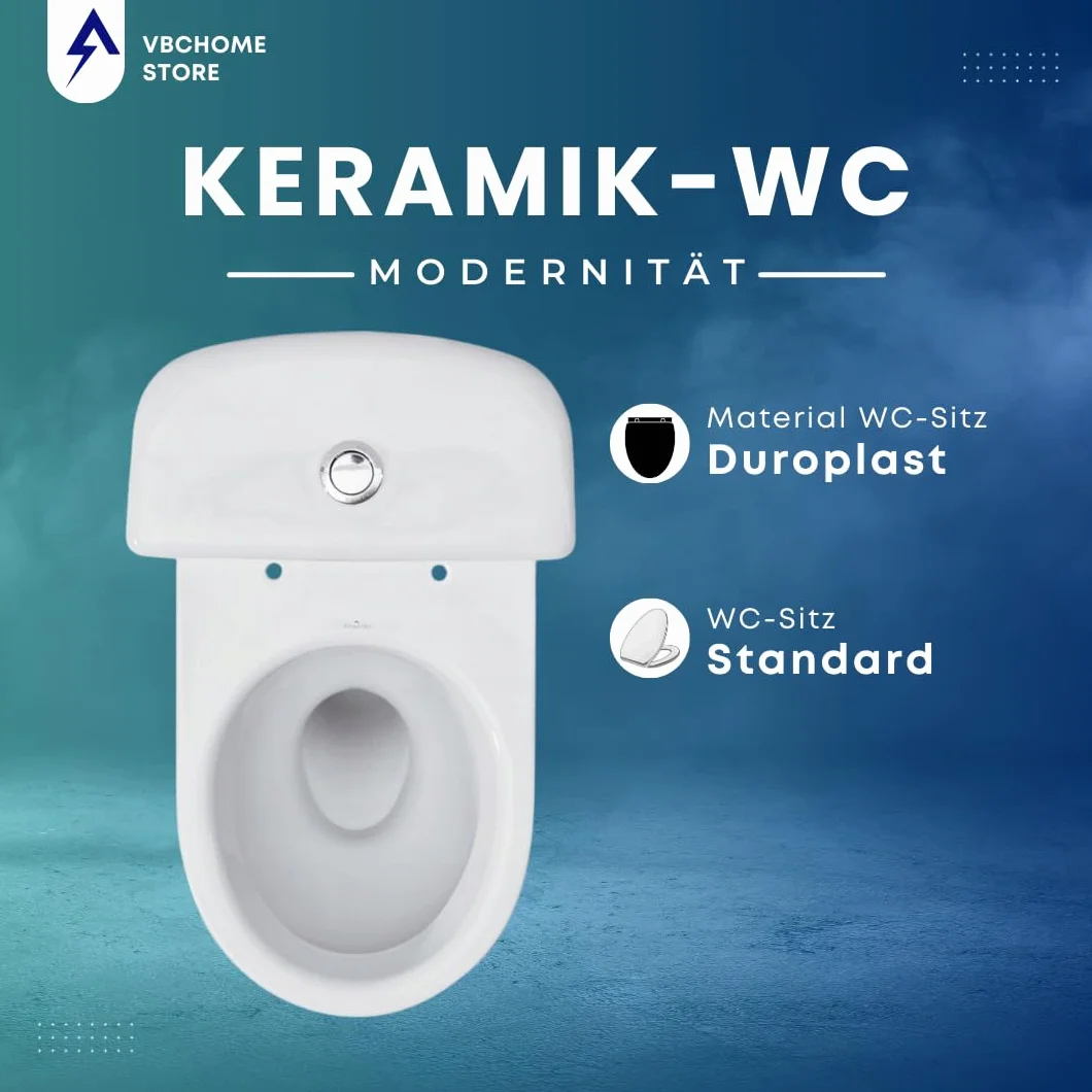 Merida ceramica WC set design con cassetta sedile polipropilene uscita acqua orizzontale