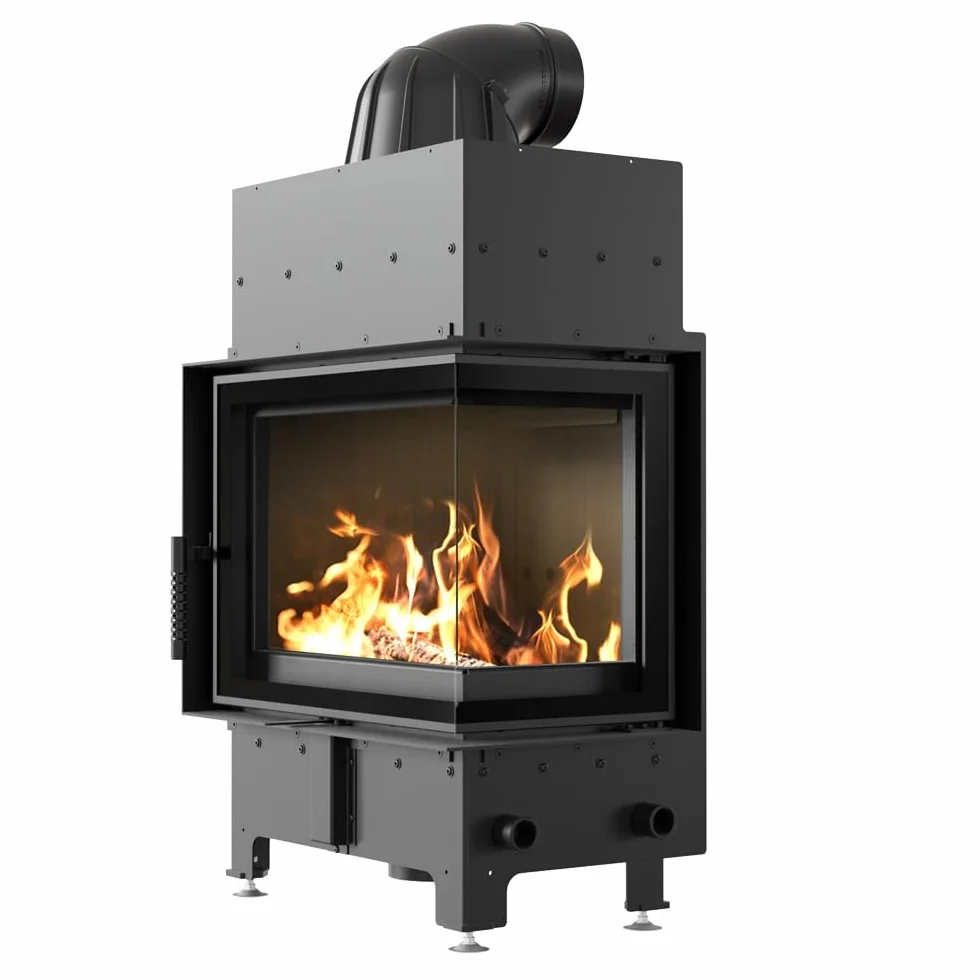 KRATKI Camino in acciaio 8 kw Floki destra fi 160 Nero inserto camino BImSchV Livello 2 per legno