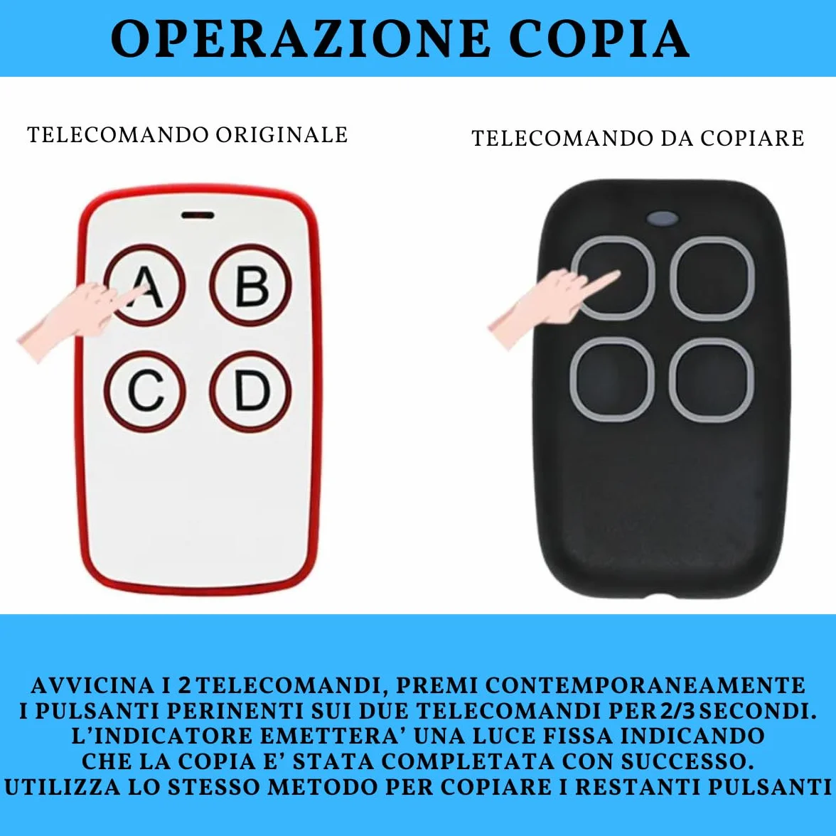Telecomando Cancello Universale 433 MHz 4 in 1 Fisso Bianco