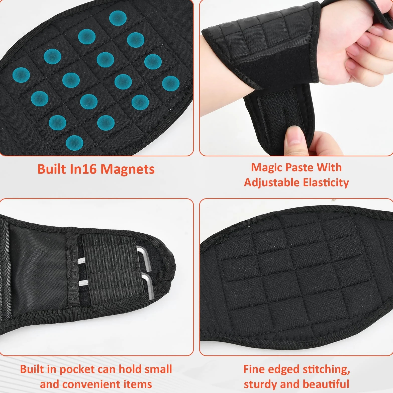 Cintura Porta Attrezzi Magnetiche Cintura Attrezzi con 13 Tasche Regolabili Staccabili Cintura Elettricista con Bracciale Magnetico Cintura Attrezzi Lavoro per Elettricista Falegname Edilizia
