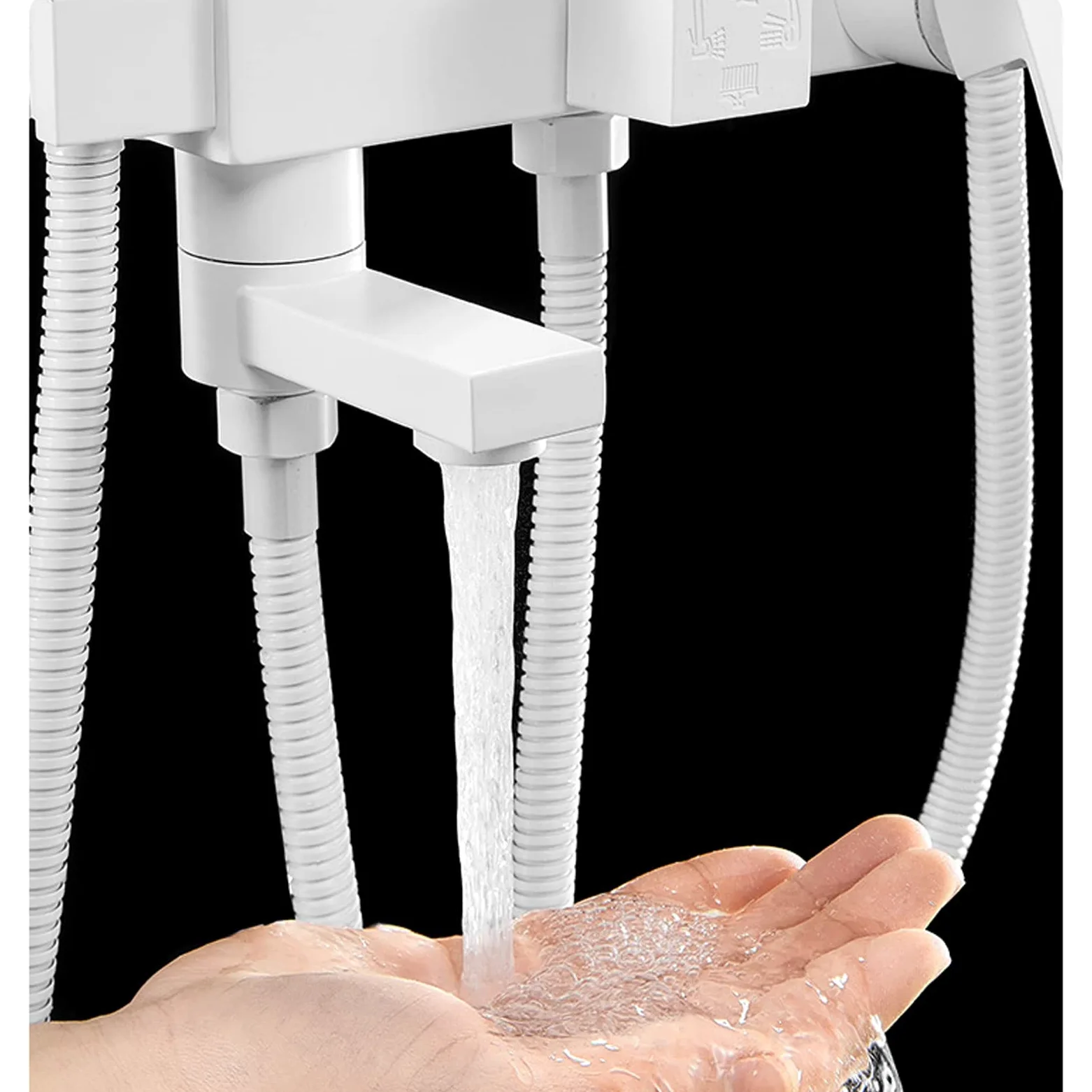Sistema Doccia Bianco con Rubinetto a Parete, beccuccio per Vasca, Accessori per Il Bagno, soffione a Pioggia, doccetta a 3 modalità e doccetta per Bidet
