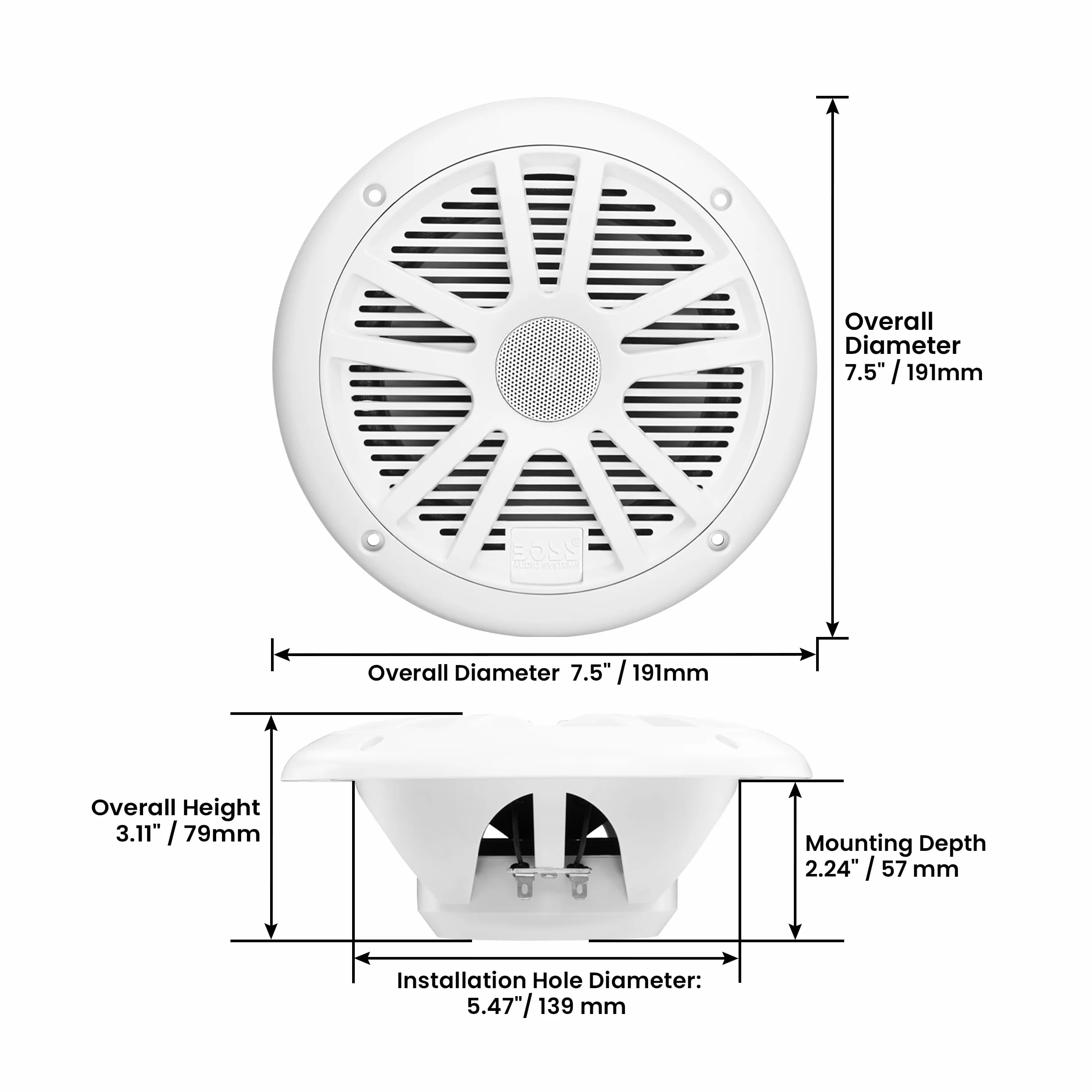 Boss Audio Systems Marine Bianco altoparlante