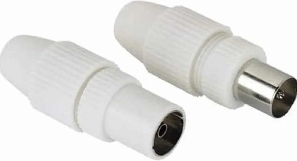 Hama Kit 2 Spine per Cavo Antenna, Coassiale Maschio e Femmina, Bianco