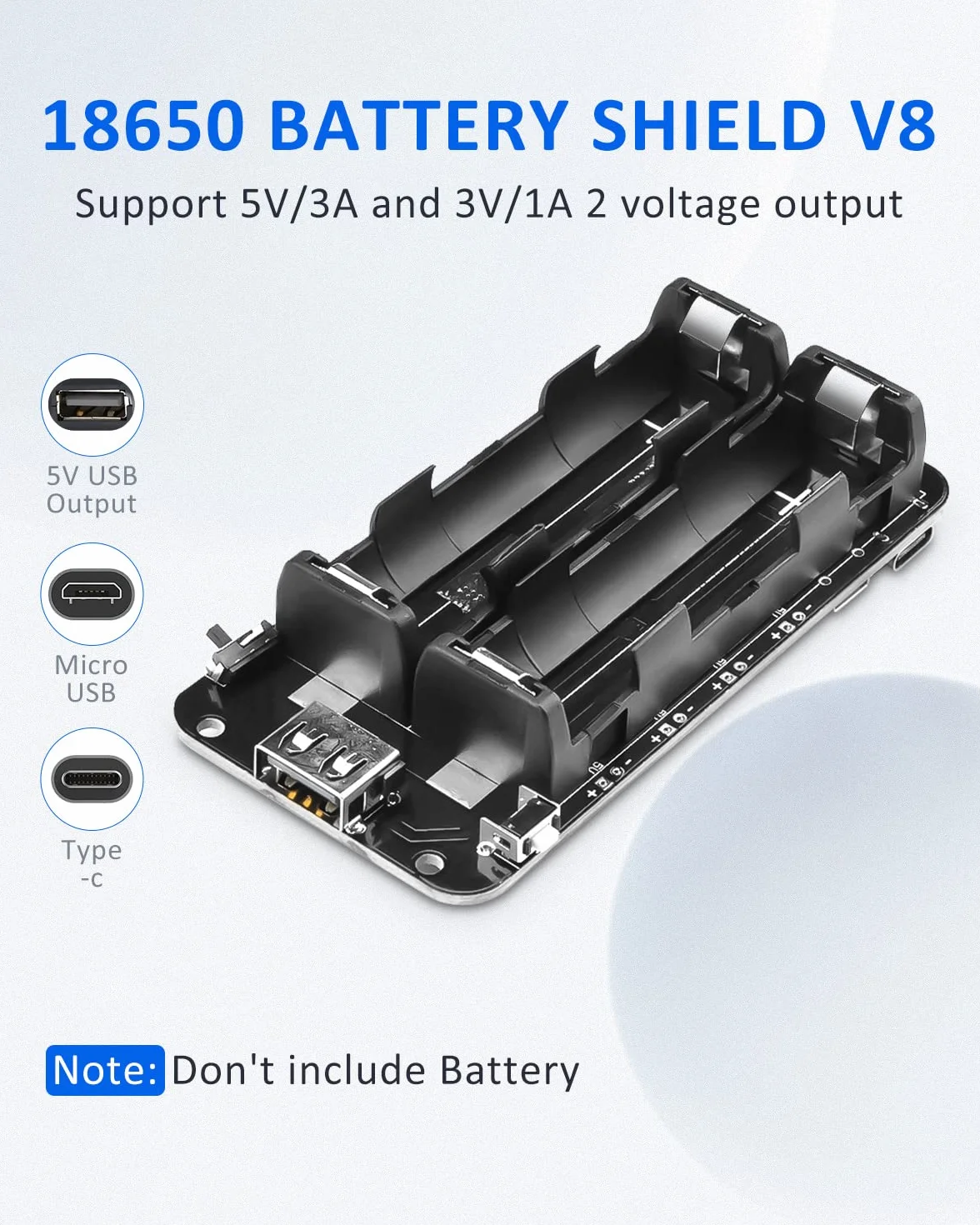 diymore 2 batterie Shield V8 3 V 5 V Micro USB tipo C USB compatibile per ESP32 per ESP8266 WiFi