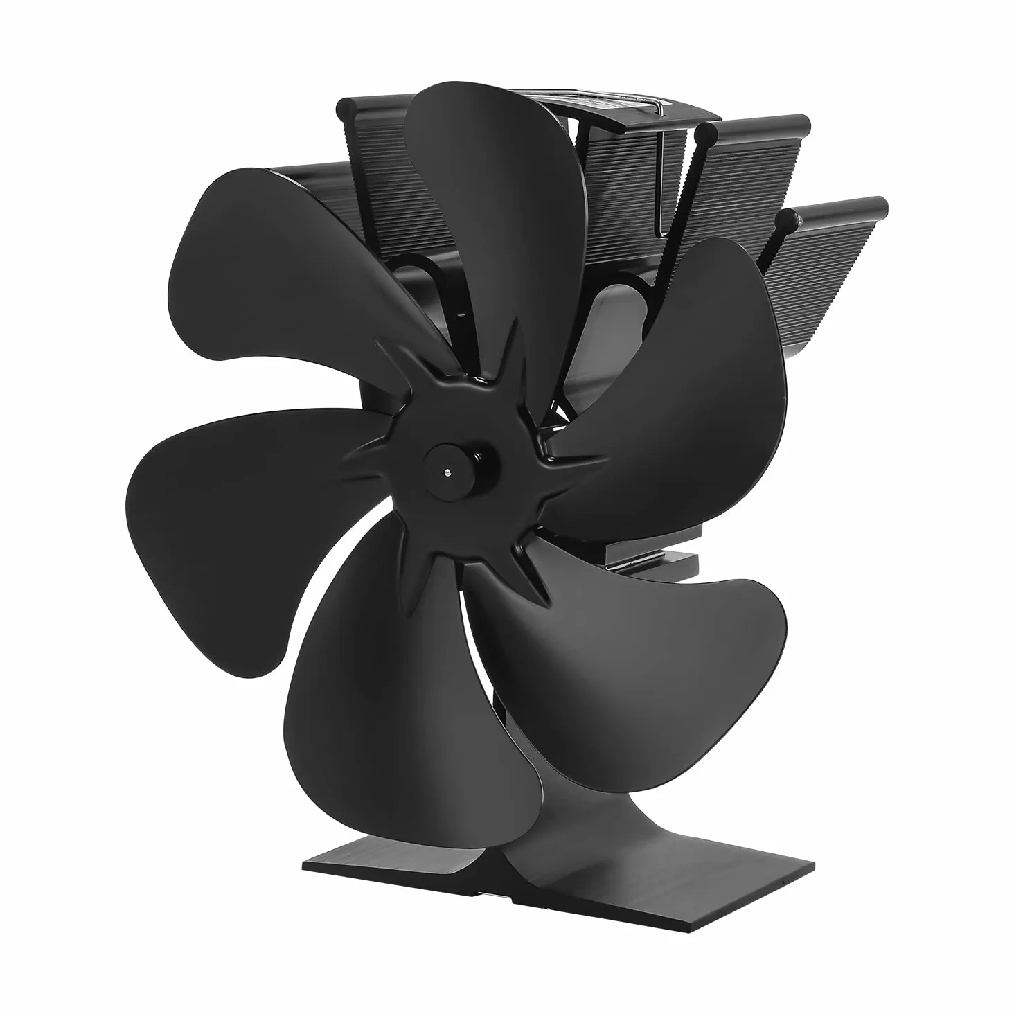 Ventilatore per camino da 6 fogli, senza corrente, funzionamento termico, ecologico, per camino, funzionamento silenzioso, con termometro magnetico