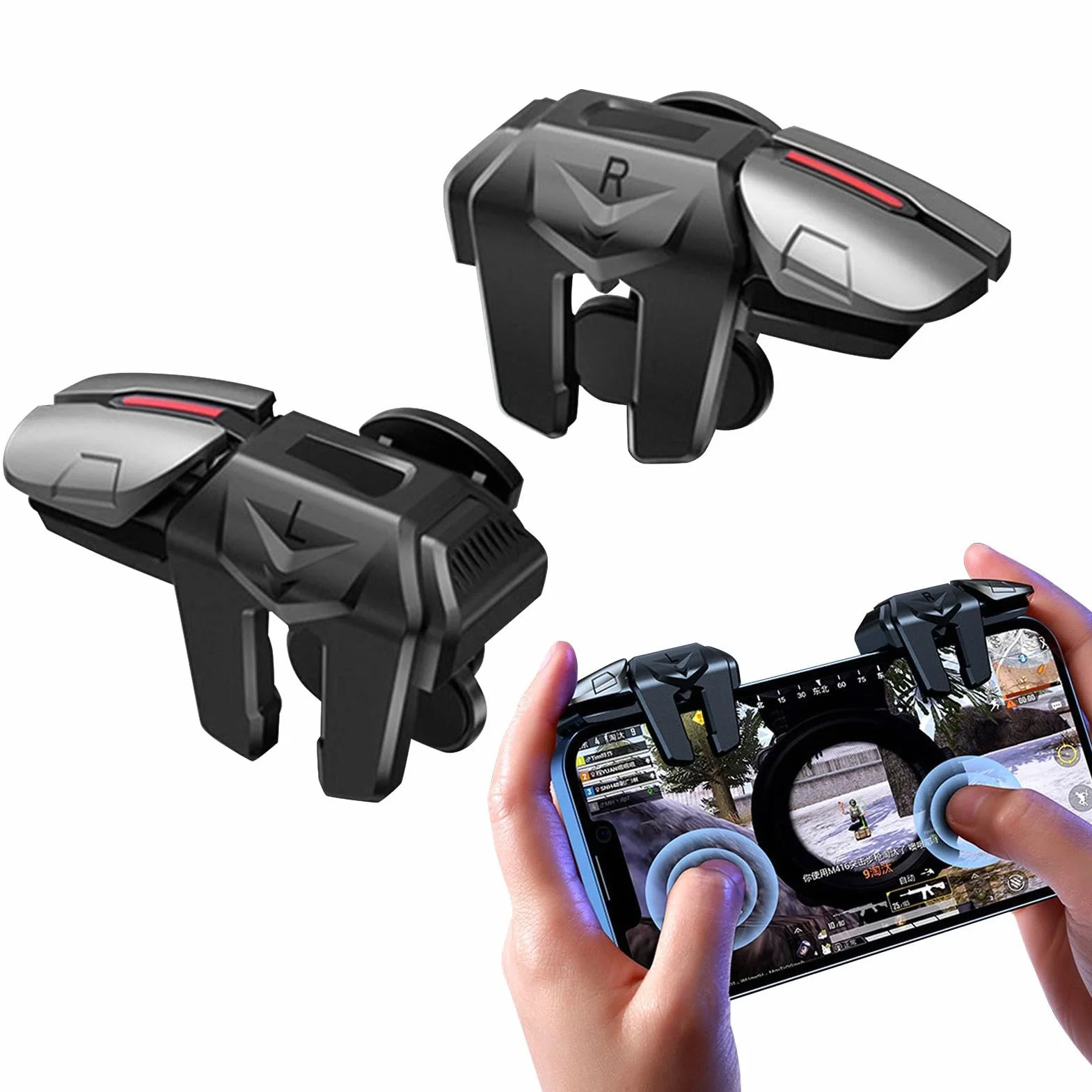 Controller da Gioco per Smartphone – Mobile Game Trigger, Univarsal Joystick | Portable Button Triggers, Sensitive Response, Lag-Grip Gamings, Design ergonomico, Compatibile con Pub G Mobile