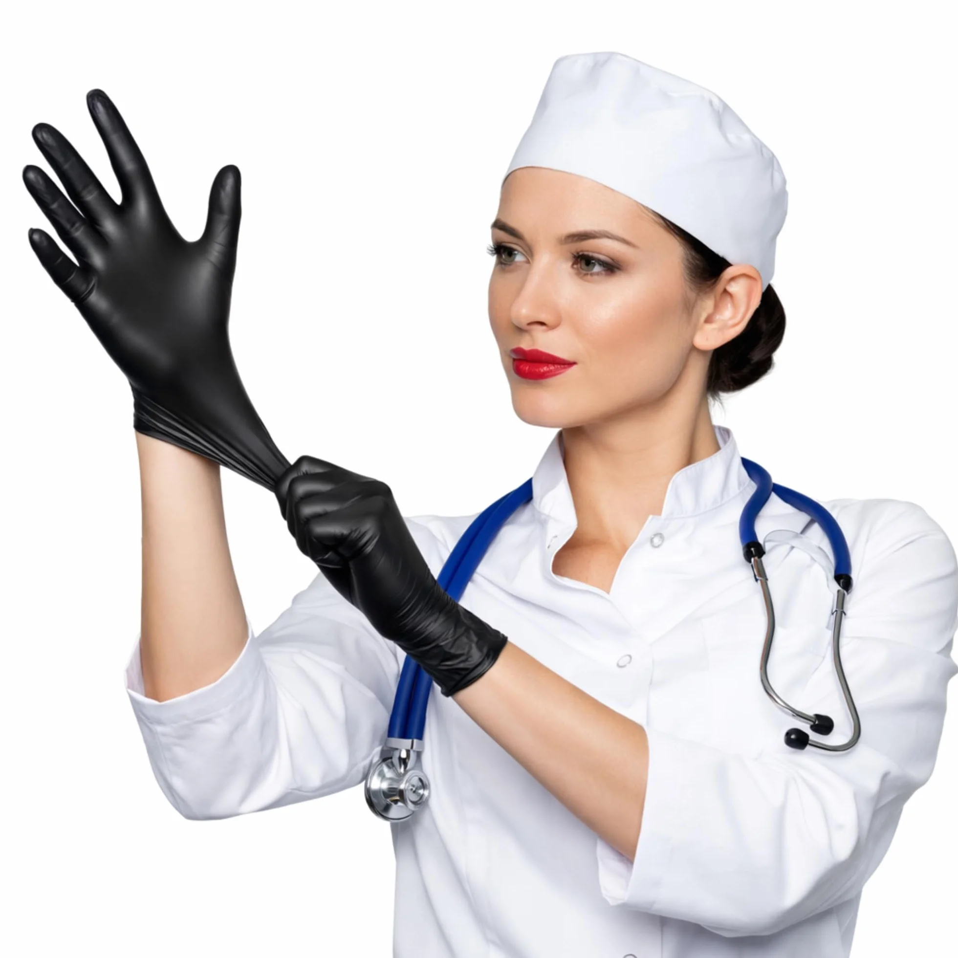 S&S-Medical Guanti in Nitrile Neri Senza Polvere Monouso Ipoallergenici Dispositivo Medico (100, L)