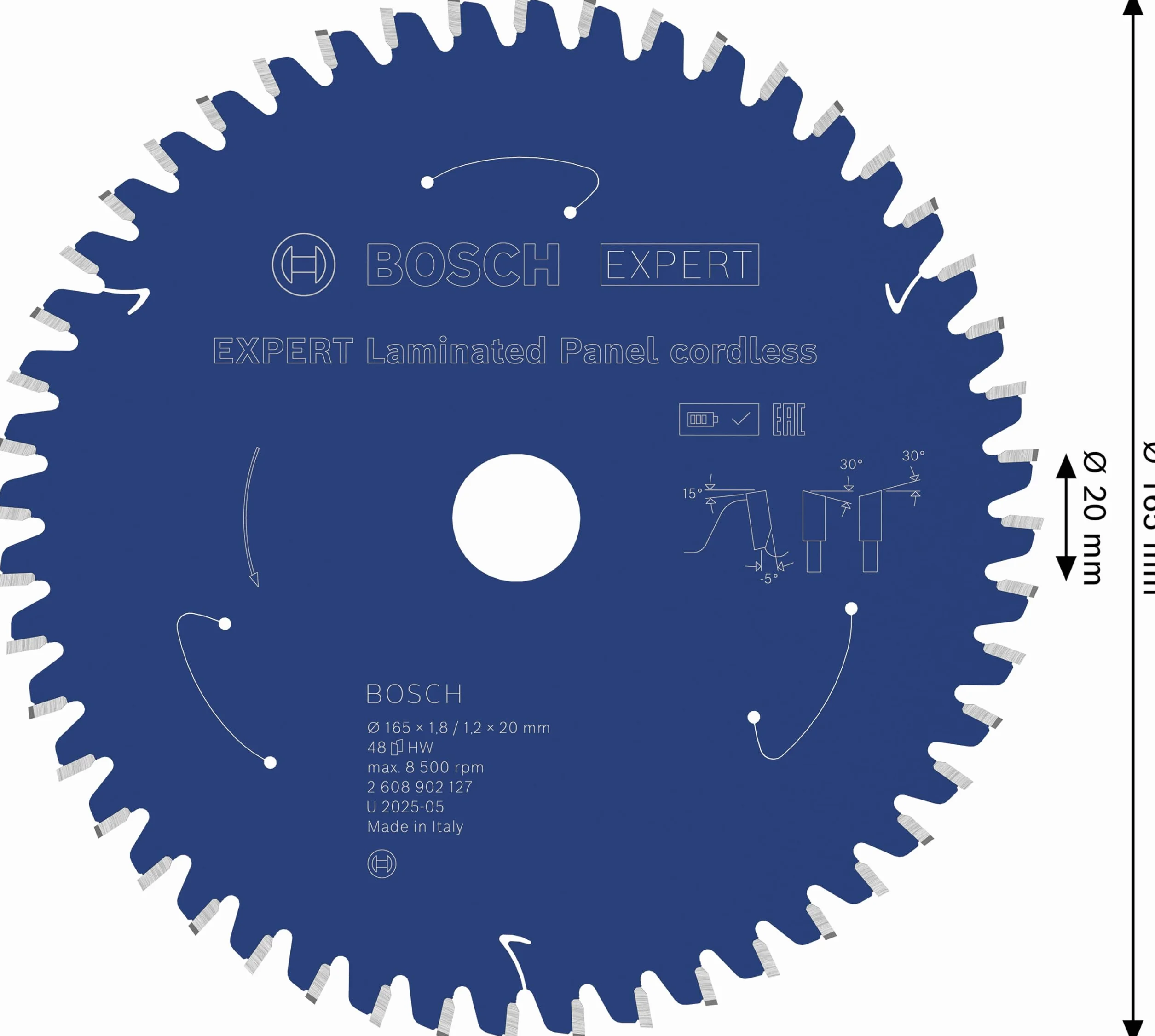 Bosch EXPERT Laminated Panel Cordless lama sega circolare Ø 165 mm per pannelli rivestiti in plastica