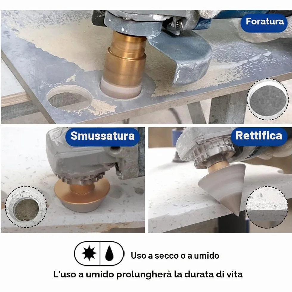 SHDIATOOL Punte diamantate M14 50mm per gres porcellanato ceramica granito marmo