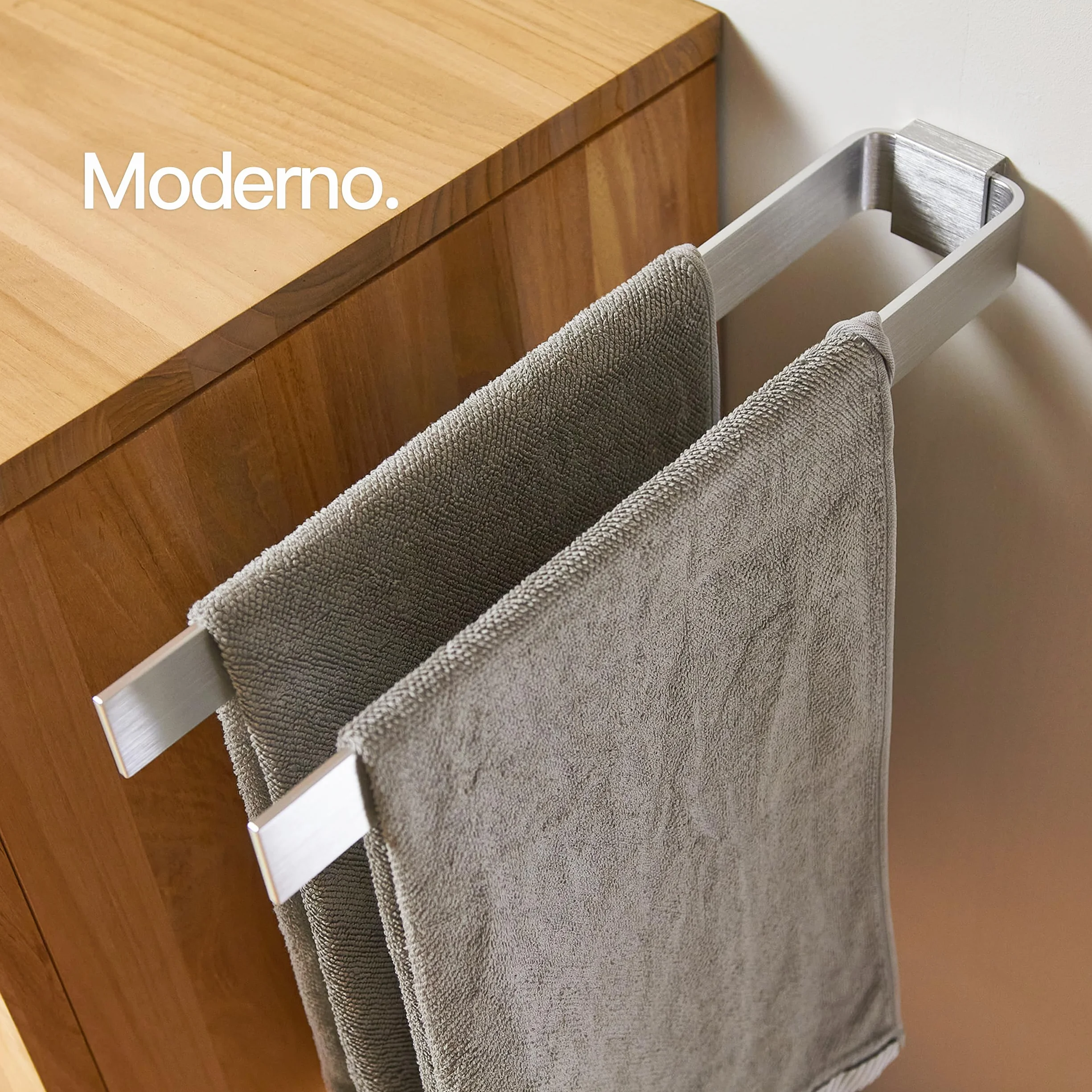 Porta asciugamani bagno da parete 2 barre 42 cm grigio Design Amburgo