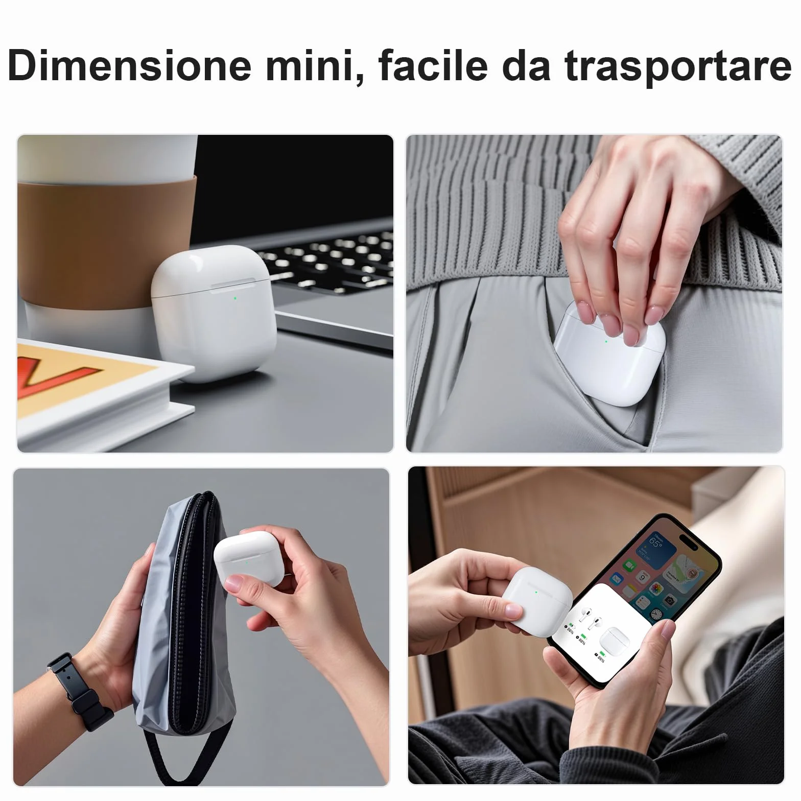Uluck Custodia di ricarica wireless compatibile con AirPods 4, ricambio originale, pulsante di sincronizzazione di accoppiamento Bluetooth