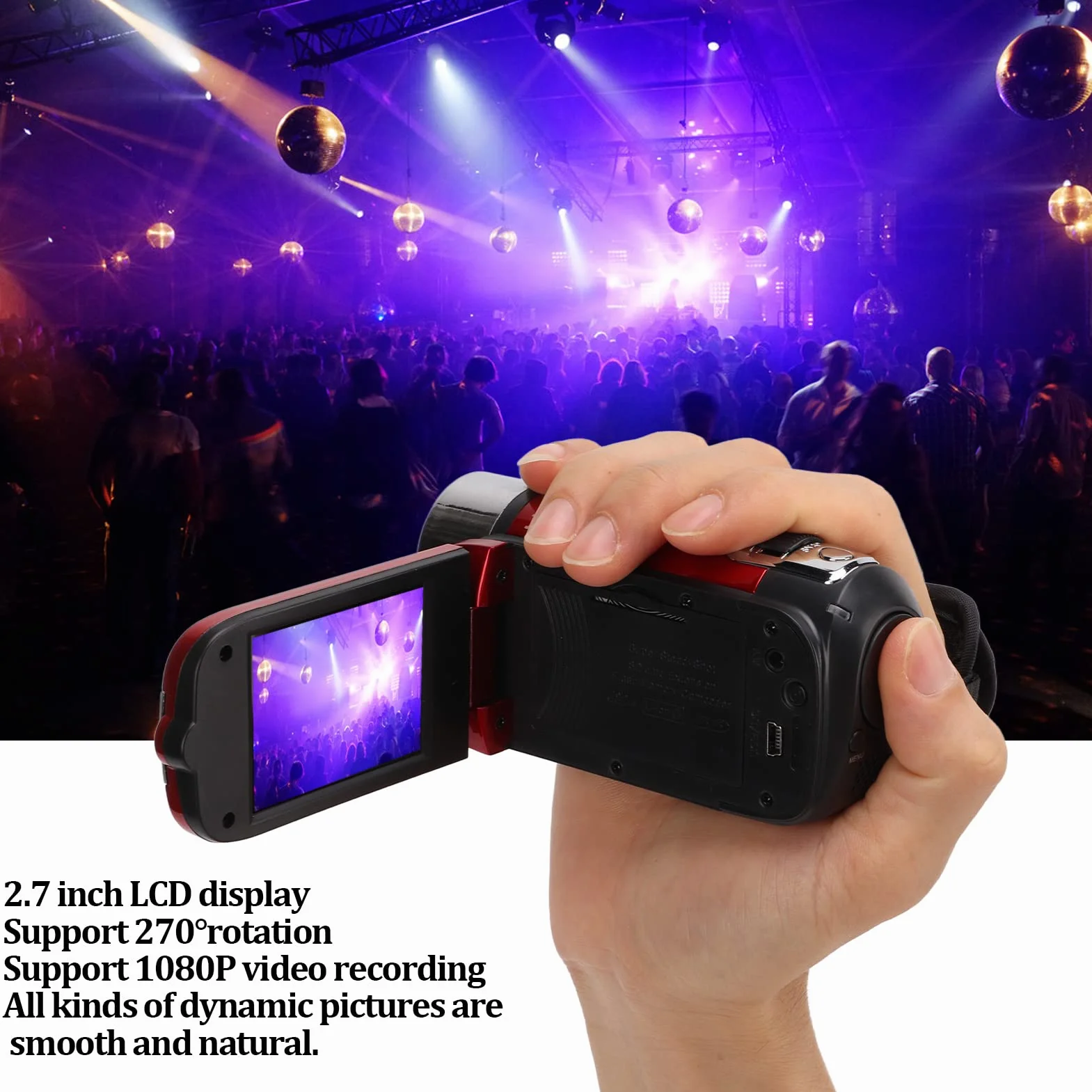 Greensen Videocamera Digitale 4K 48MP, Videoregistratore con Zoom Digitale 16X Videocamera con Schermo Rotante a 270° da 2,7 Pollici per Principianti e Bambini (rosso)
