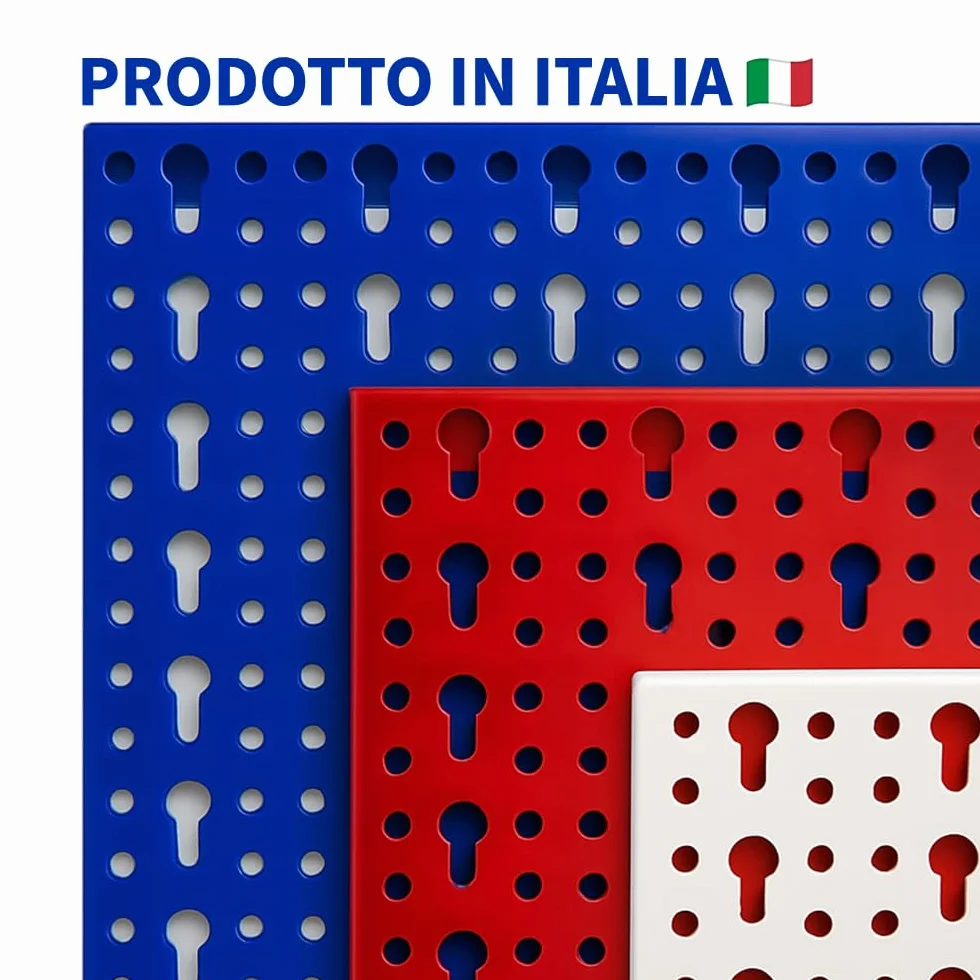 FERROELETTRA Pannello Portautensili 980x460mm in Lamiera Verniciata - Kit Ganci Incluso - Pannello Porta Attrezzi da Parete per Organizzazione Utensili - Parete Attrezzata Officina (1, Rosso)