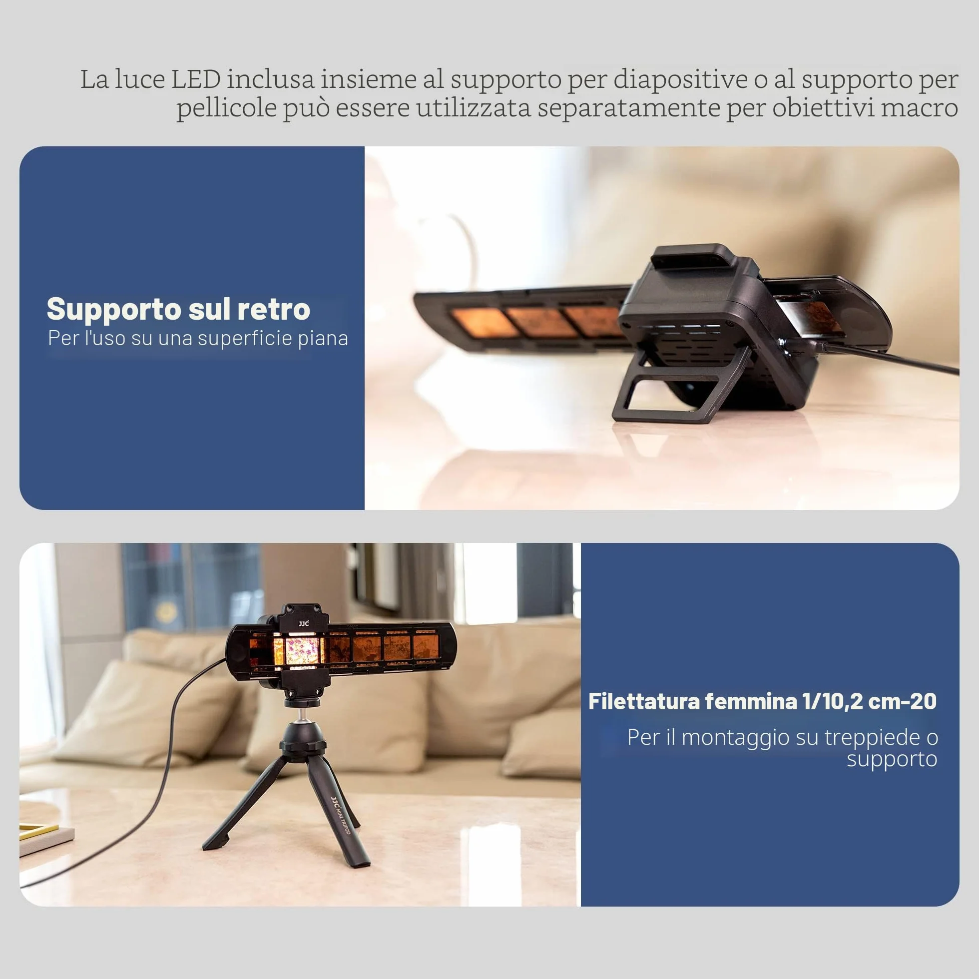 JJC - Adattatore per digitalizzazione di pellicole ES-2 con set di luci LED USB 6500K, scanner per la copia di pellicole negative Converti negativi da 35 mm in JPEG digitale