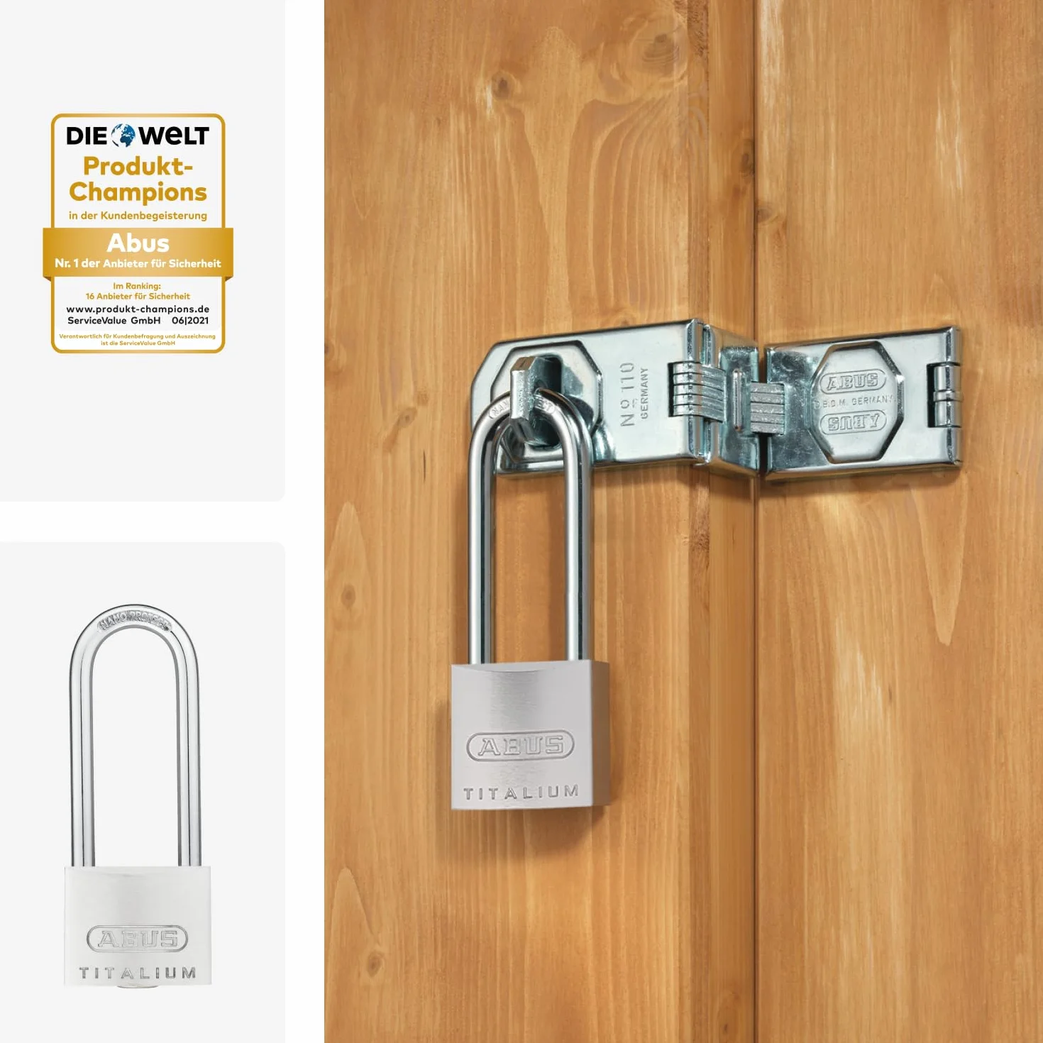 ABUS Lucchetto Titalium 64TI/40HB63 con Grillo Alto - Lucchetto con Corpo in Alluminio Speciale - Grillo in Acciaio Temprato - Livello di Sicurezza ABUS 5