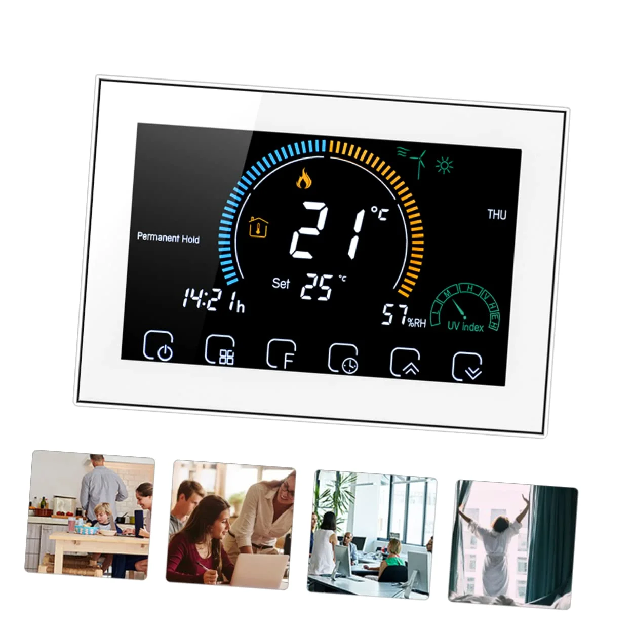 SHINEOFI Termostato Digitale Intelligente Per Riscaldamento Pavimento Schermo Lcd Touch Display Meteo Temperatura e Umidità Facile Installazione e Controllo Manuale o Programmabile