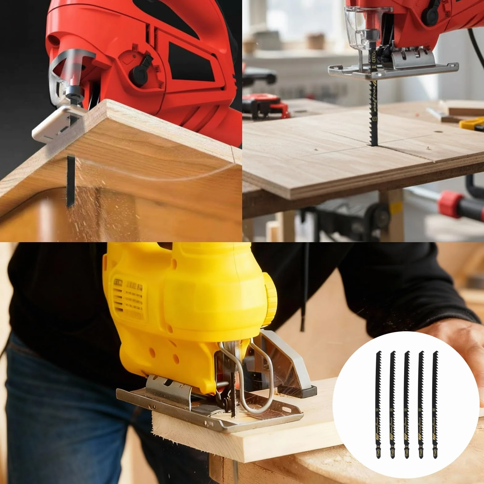 Set di 5 lame per seghetto alternativo T744D, lunghezza 180 mm, per legno e metallo, lame per sega a T, taglio rapido, lame lunghe per seghetto alternativo, compatibili con Bosch, Makita, DeWalt