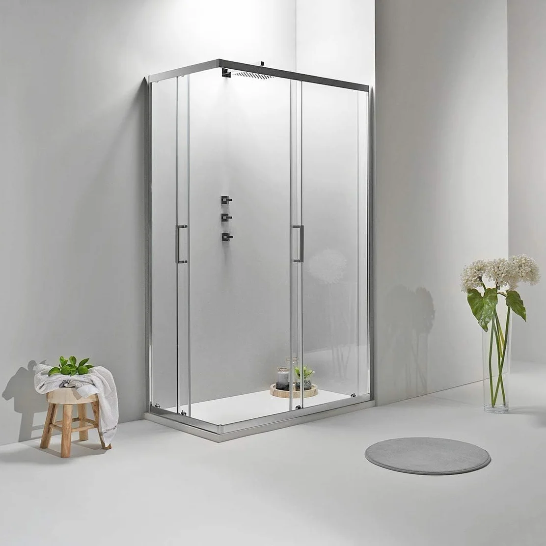 Box Doccia Angolare 70x100 cm Cabina Doccia Porta Scorrevole Vetro Temperato 6mm Anticalcare Alluminio Cromato Chiusura Magnetica