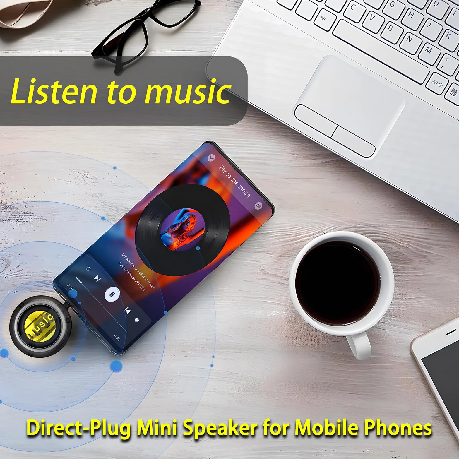 Mini Altoparlante Portatile Universale, 3,5 mm Plug-in Altoparlante del Telefono Cellulare, Casse Portatili Line-In Audio HD Senza Perdite Connetti Istantaneo Trasparente Nero