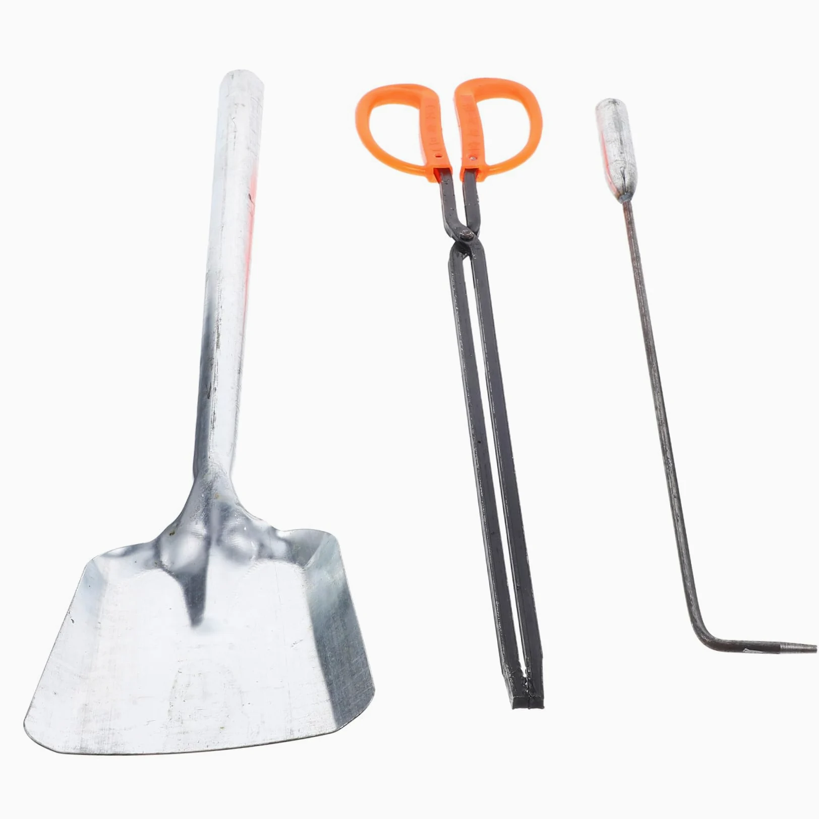GLEAVI Set Attrezzi per Caminetto 3 Pezzi Pala in Ferro, Attizzatoio e Gancio Antincendio Ergonomici per Uso Domestico e Giardino, Accessori Invernali per Riscaldamento e Caminetti
