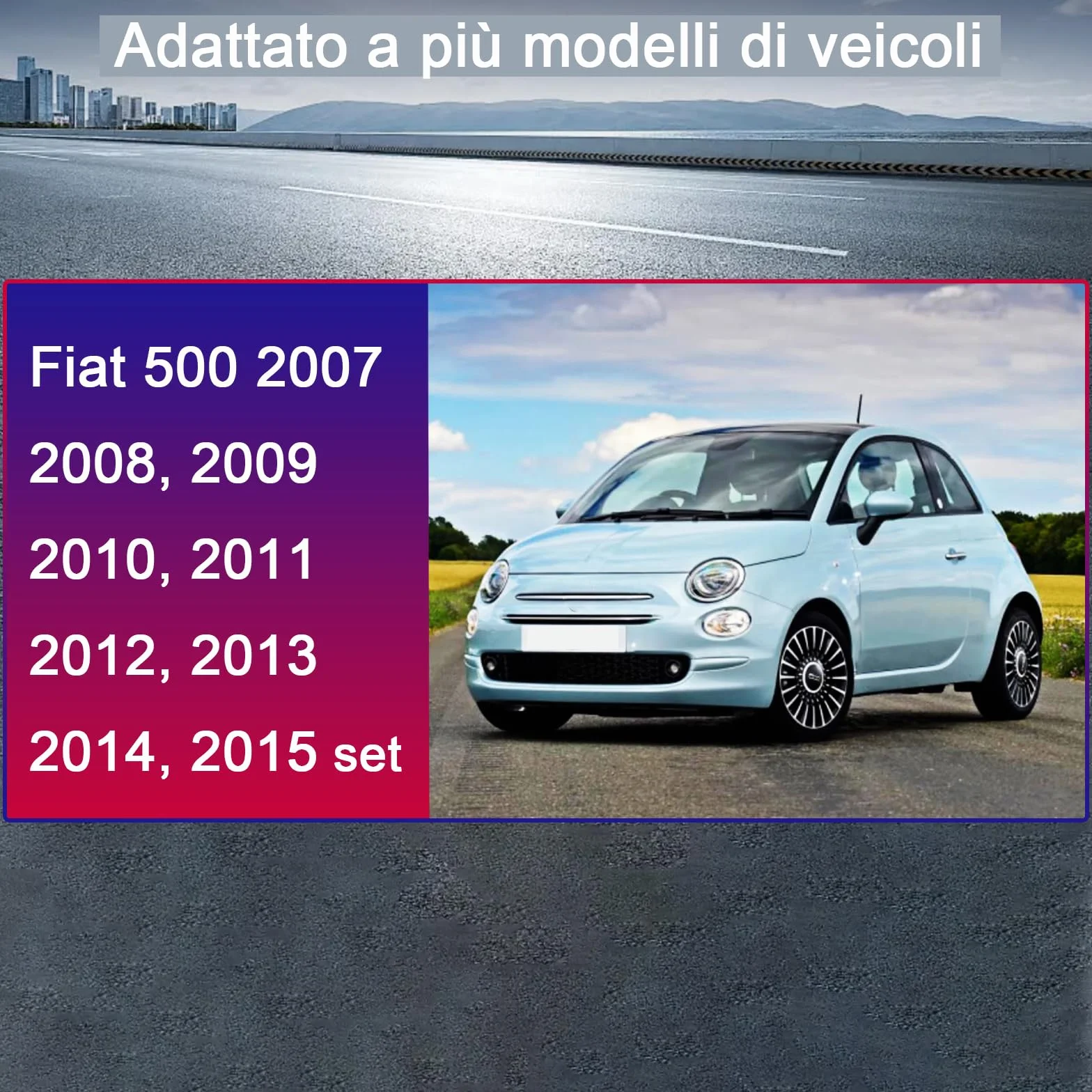 Autoradio per Fiat 500 2007-2015 compatibile con Carplay/Android Auto, Autoradio Fiat 500 da 7 pollici con touchscreen/Bluetooth/FM/AM/USB/DPS/RDS/Mirror Link-Nero