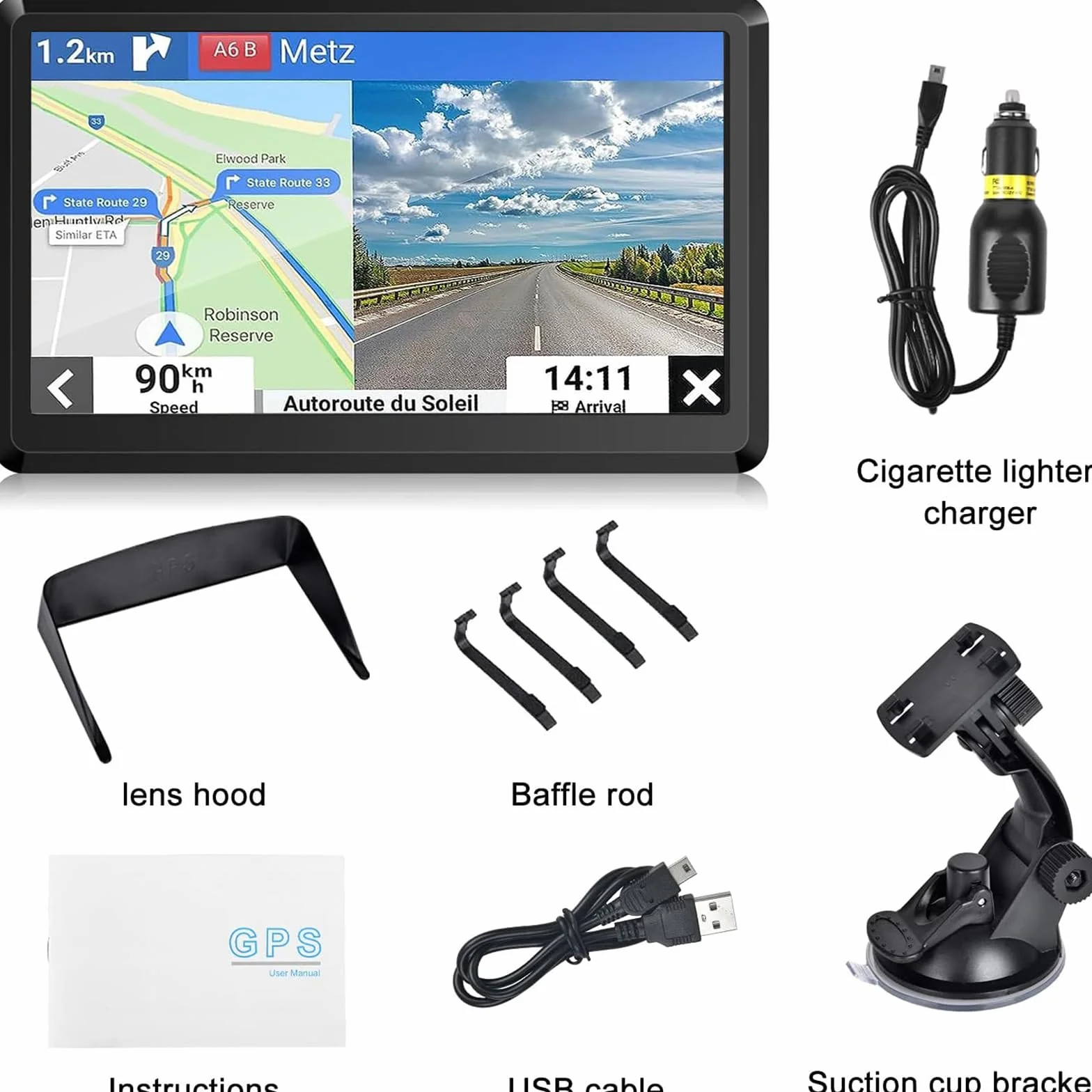 GPS Bluetooth Navigatore Satellitare per Auto, 7 Pollici 2023 Navigatore Satellitare per Camion con Bluetooth, Avviso Traffico Vocale, Aggiornamenti Gratuiti Delle Europa Mappa a vita