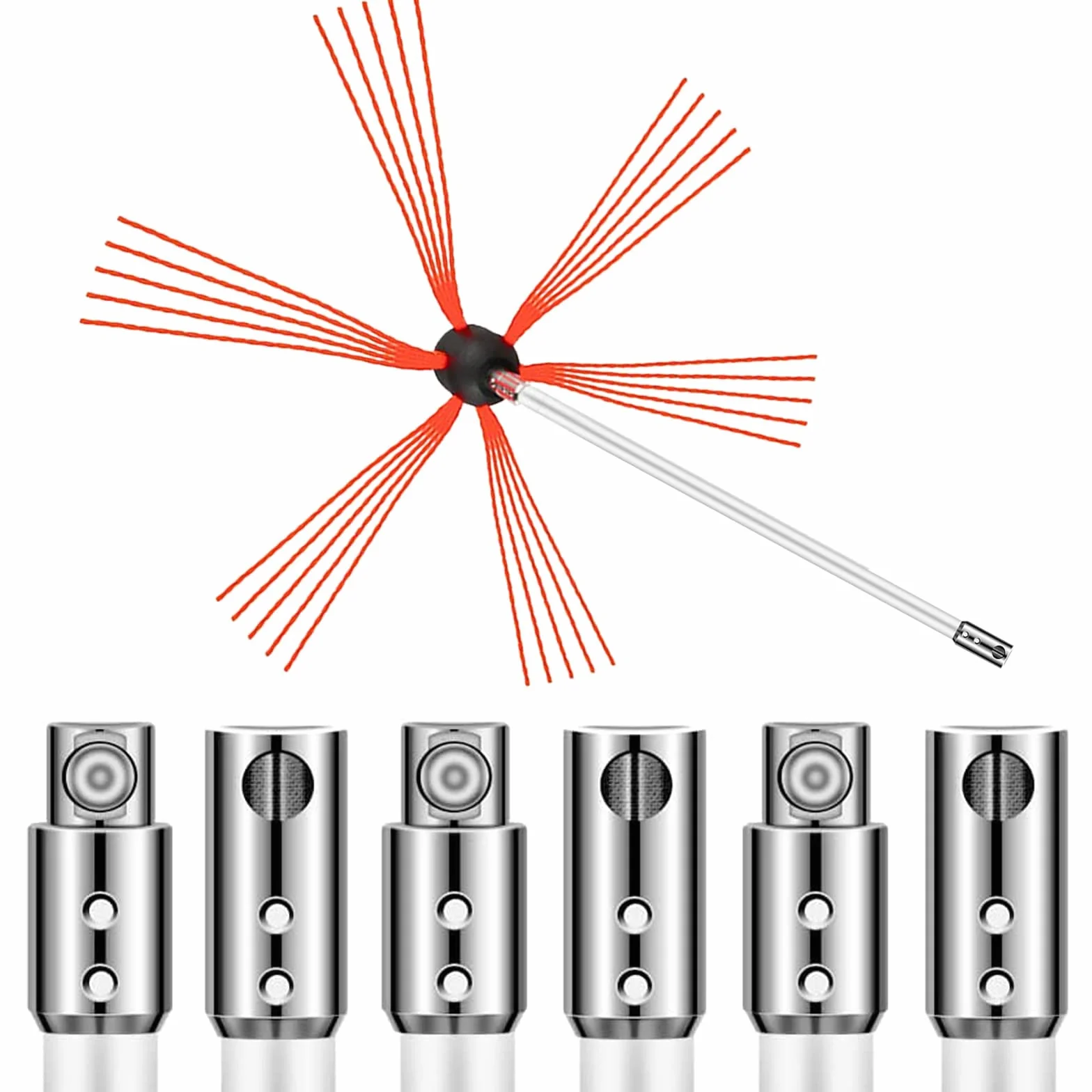 VEVOR Spazzacamino da 7M con 7 Canne in Nylon per Pulizia Camino Stufa Uso Domestico, Set Spazzole per Camino Stufa Kit Pulizia Camino Spazzola Camino Facile da Collegare con 7 Aste