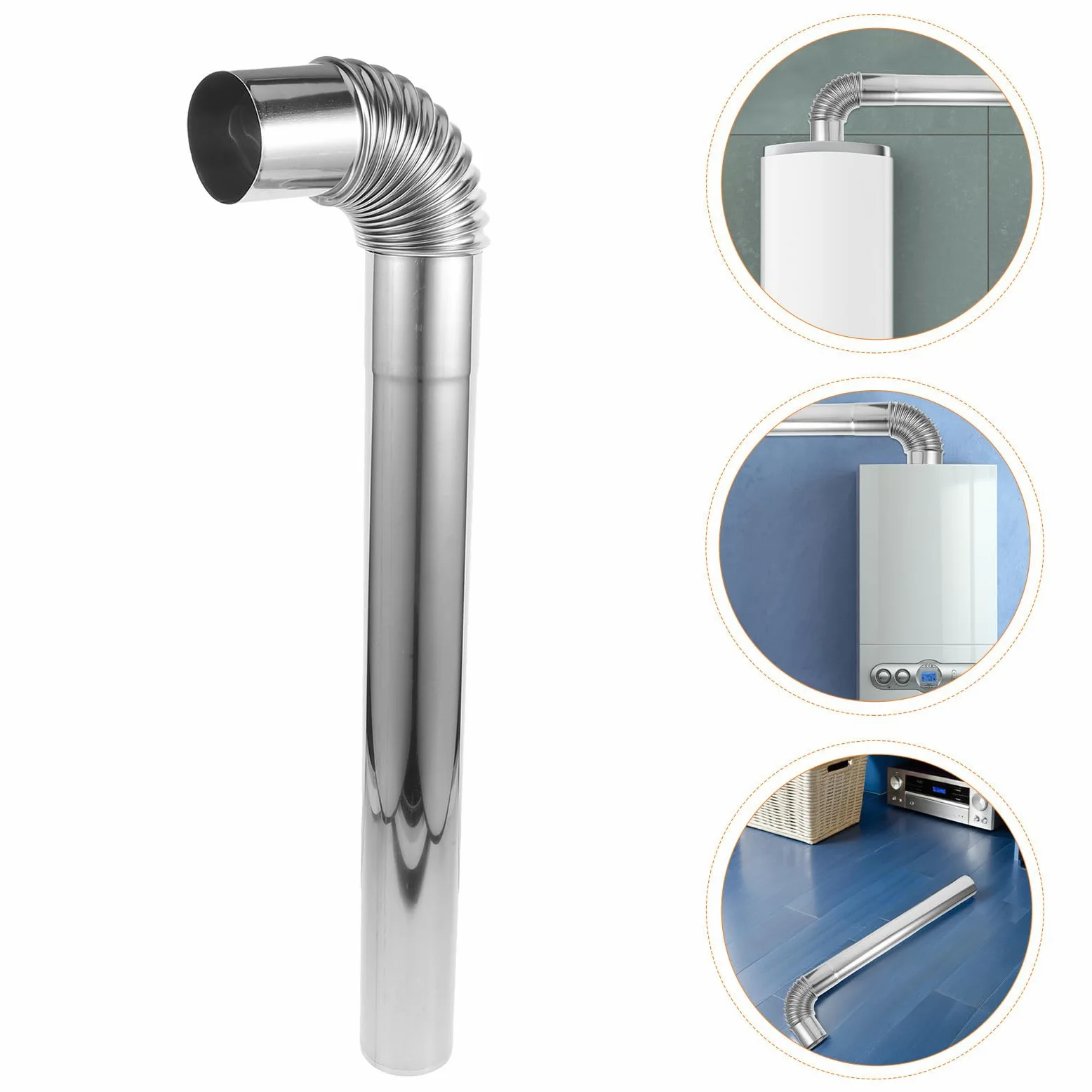 4 pezzi Kit Tubo Fumario in Acciaio con Gomiti Tubo Resistente per Legna e Caldaie Estensione Fumi per Uso Interno Cucina