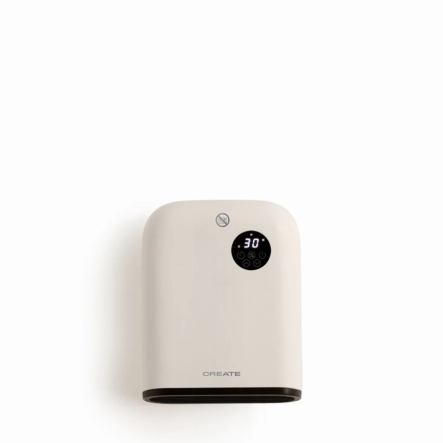 CREATE/WARM WALL/Riscaladore a parete o da pavimento con Wifi bianco sporco/Controllo tramite app, ambienti fino a 20m², rilevamento finestre aperte, antiribaltamento, 3 modalità,LCD, 2000W