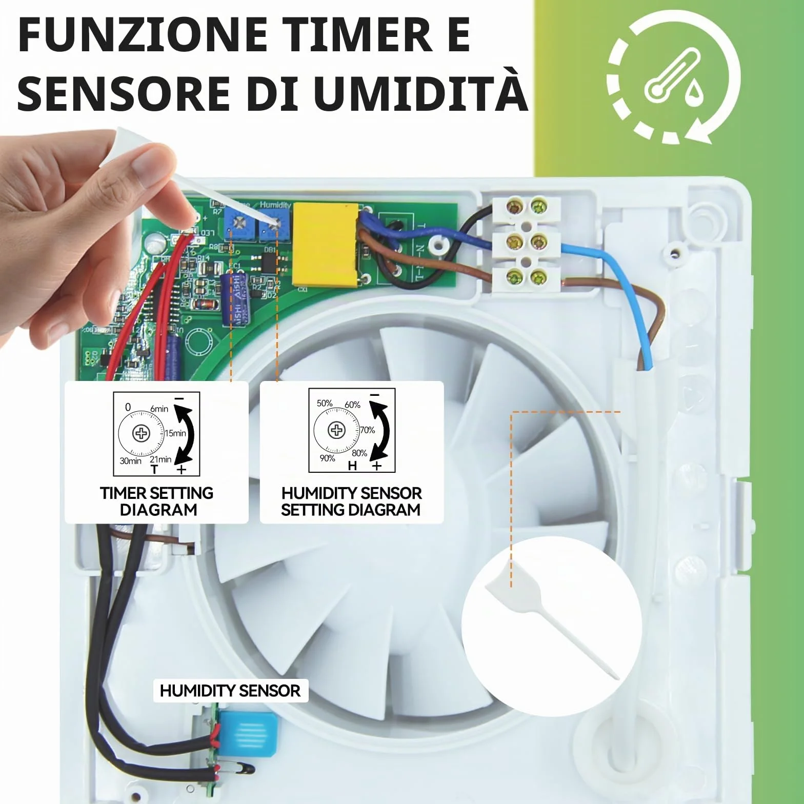 FanGoFast Aspiratore da Bagno 100mm Ventola Aspirazione con Timer Sensore Umidità Silenzioso