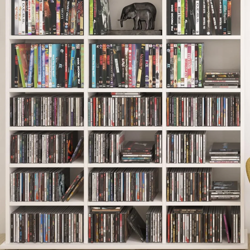 Vicco Scaffale porta cd Jukebox, Bianco, 105.4 x 136 cm