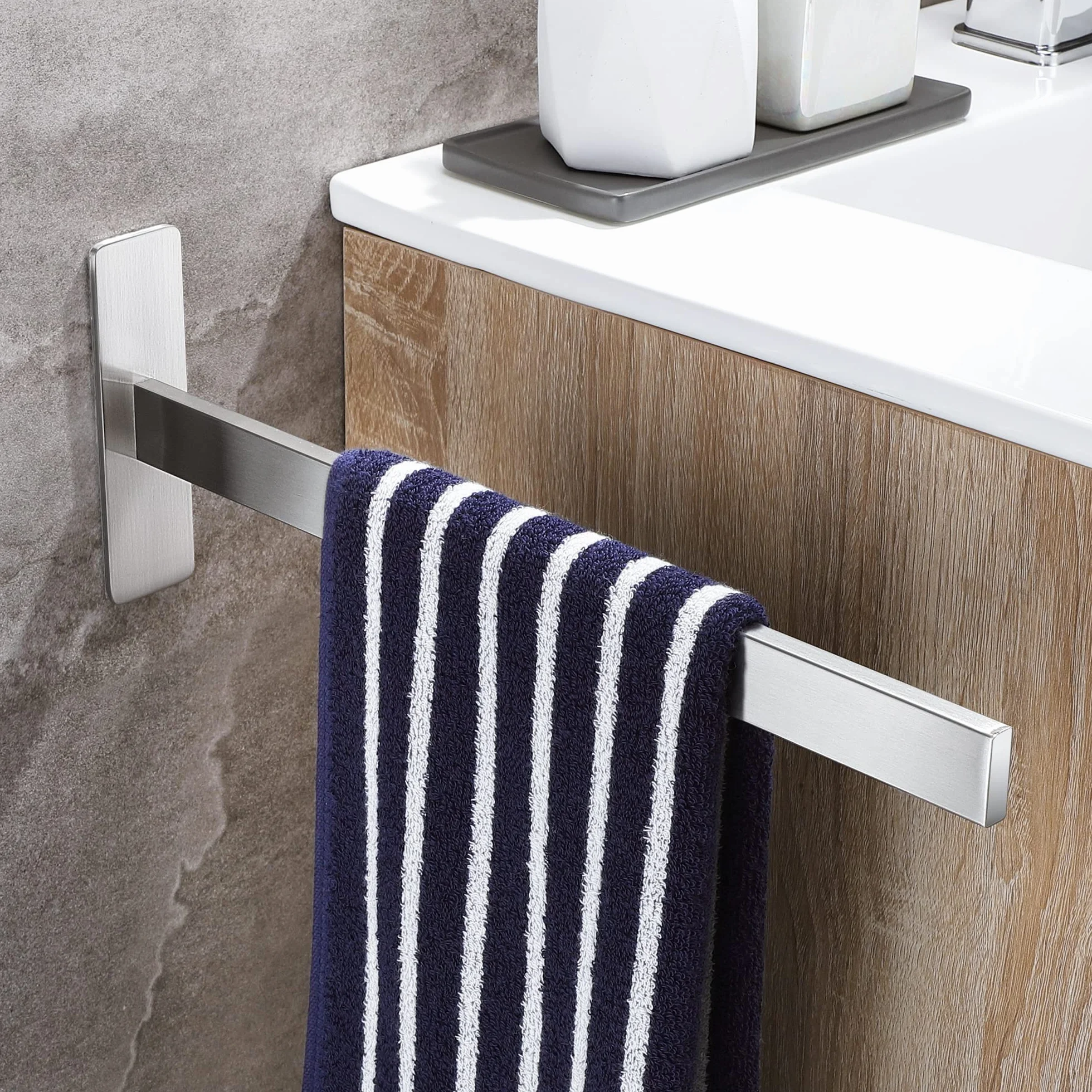 Porta Asciugamani Bagno Adesivo in Acciaio Inox 38 cm Argento Chrome