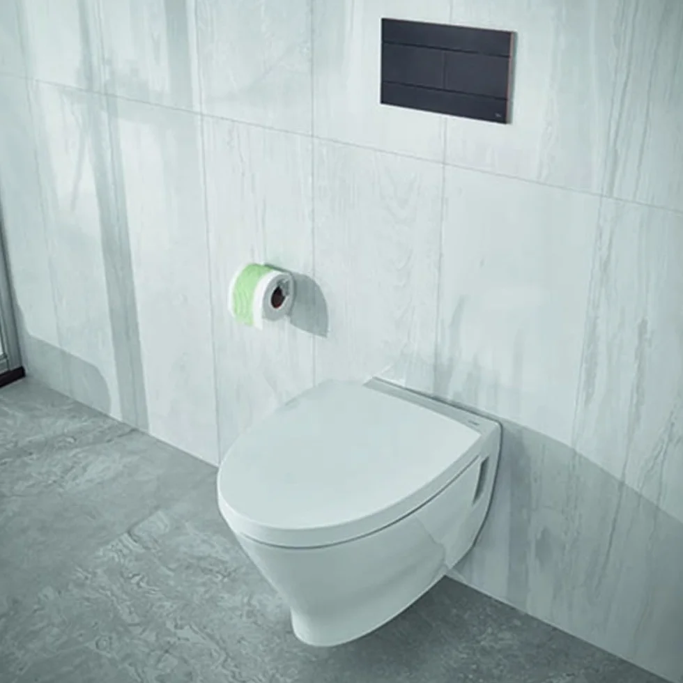 Placca dual cassetta wc Oli74 Plus, doppio scarico, slim nero Matt