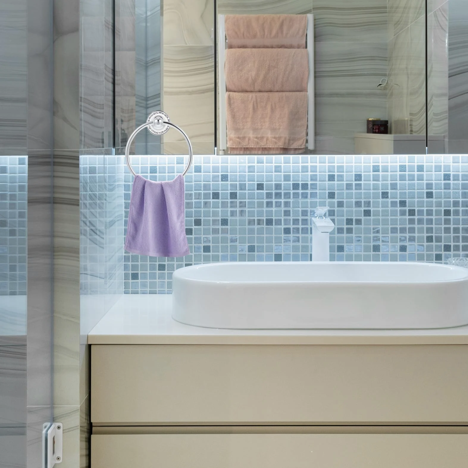 Portasciugamani Anello in Acciaio Inossidabile Resistente e Portasalviette da Parete per Cucina e Bagno Facile da Installare con Bordi Lisci per Uso e