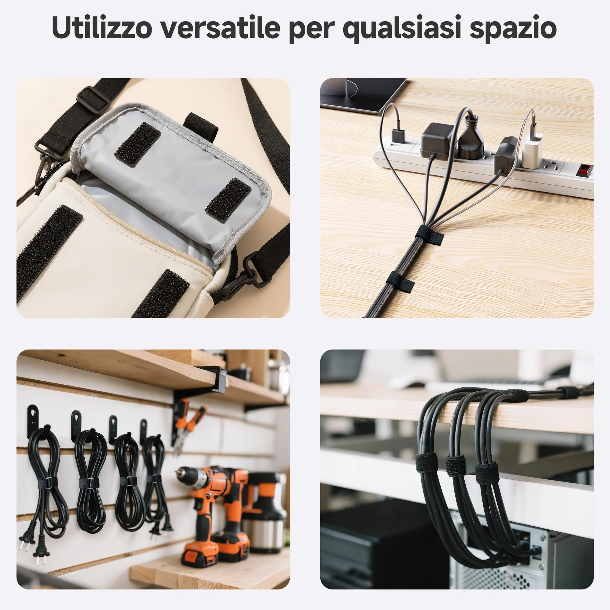 Cable Matters Cinghie a strappo con fibbia, rotolo da 9 m, 45 fibbie, larghe 15 mm, nero