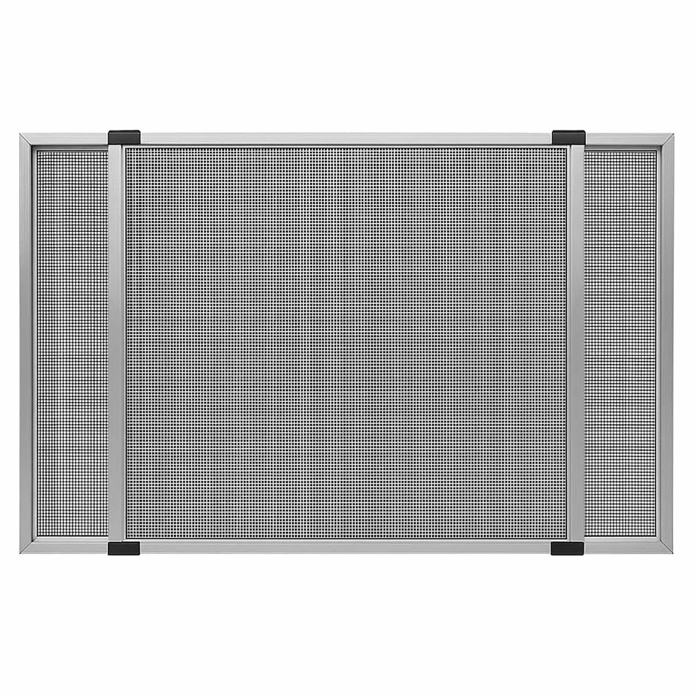Zanzariera a Telaio Estensibile Unidirezionale Rete Fibra di Vetro Alluminio Anodizzato H75x100/192cm Grigio