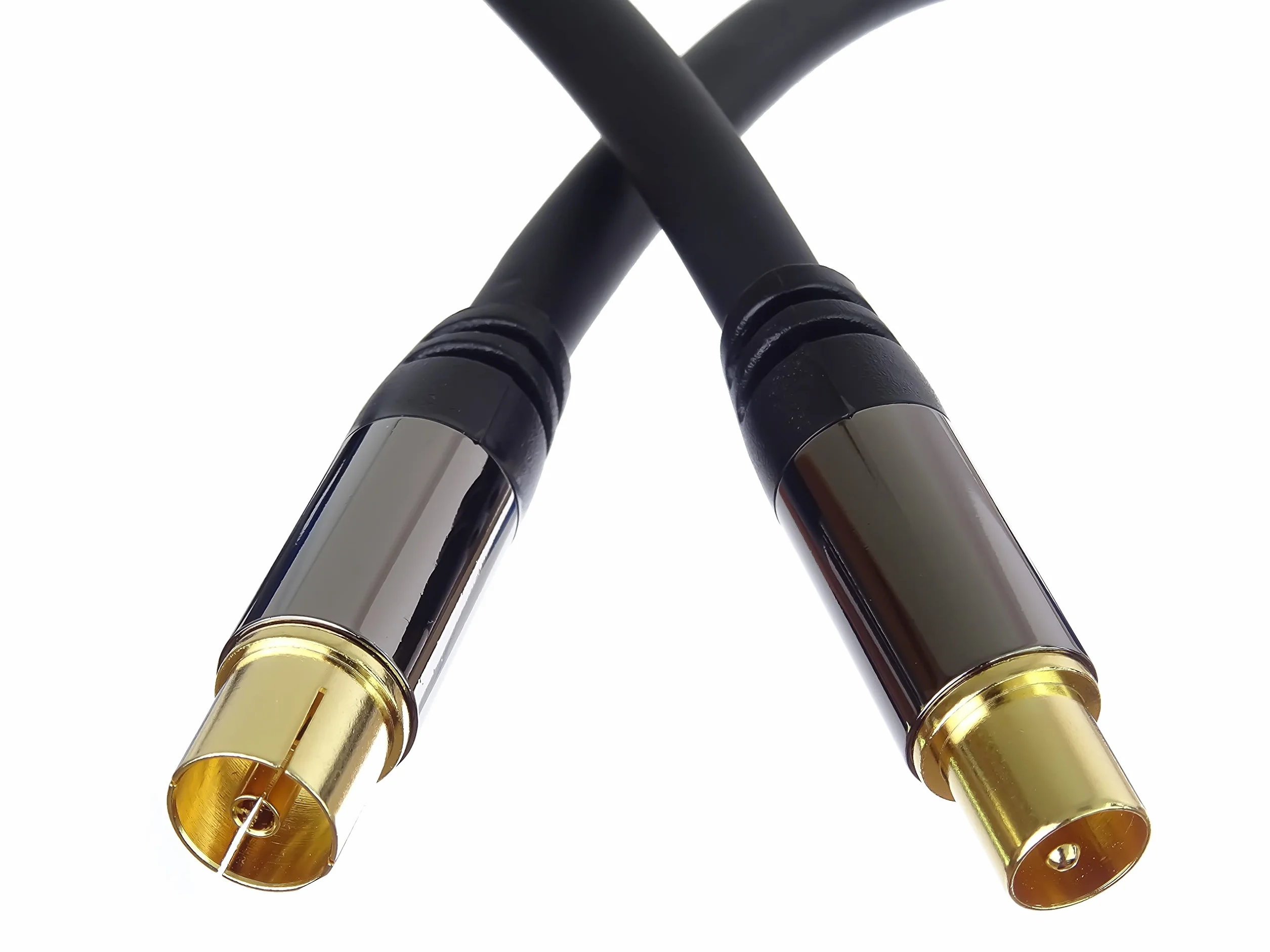 PremiumCord Cavo di Collegamento Antenna TV HQ, M/F, 75 Ohm (135 Db), Schermato 4X, Connettore in Metallo, Lunghezza 5 m