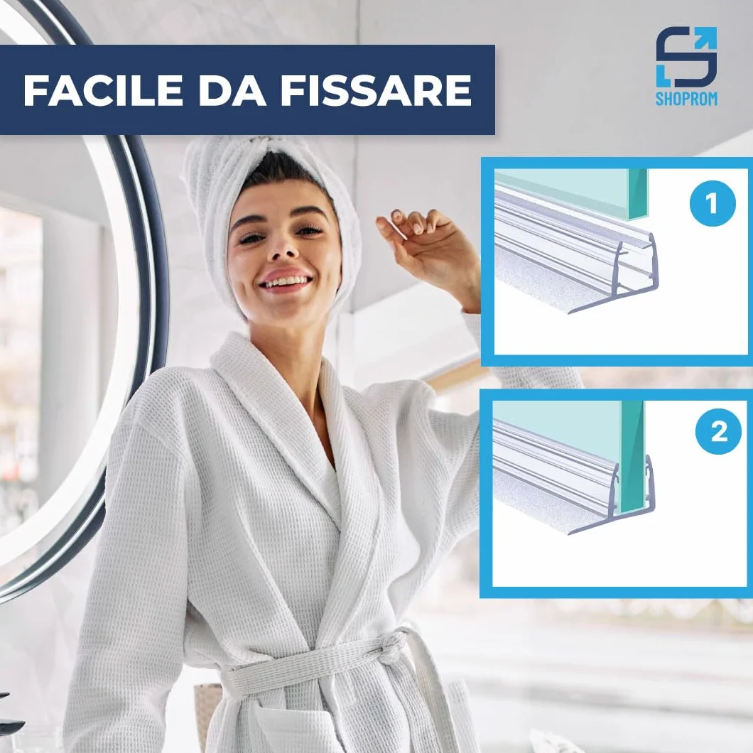Guarnizione Box Doccia in PVC con Gocciolatoio 100 cm Trasparente Antimuffa
