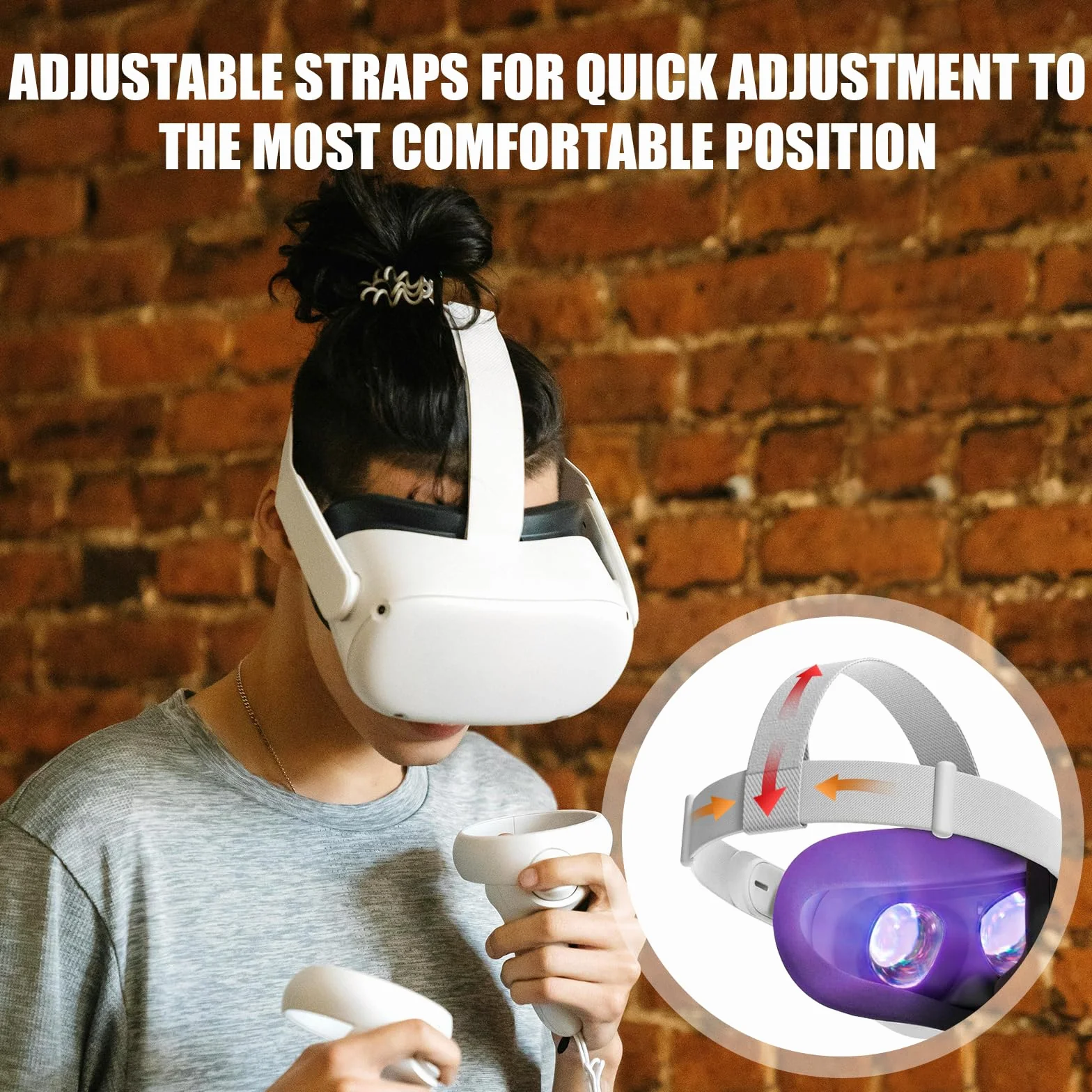 Fascia per la Testa per Oculus Quest 2 Visore, Regolabile Cinturino di Ricambio Head Strap Parti di Accessori Visore VR Compatibile con Meta Quest 2