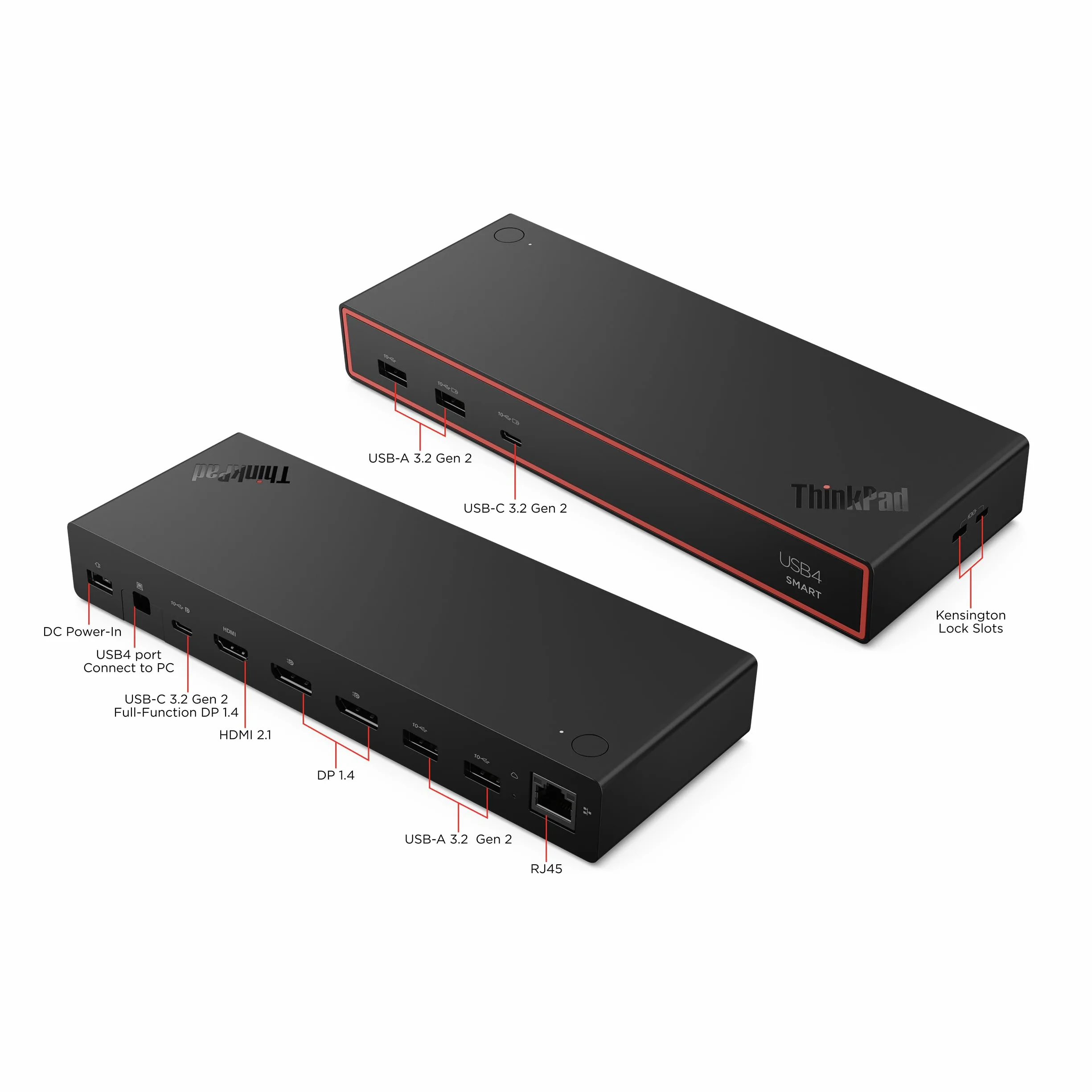 Lenovo ThinkPad USB4 Smart Dock 5500 con alimentatore 135W, dock USB4 40Gbps con 2xDP 1.4 HDMI 2.1, 4xUSB-A Gen2, 2xUSB-C Gen2, GbE, PD 3.1