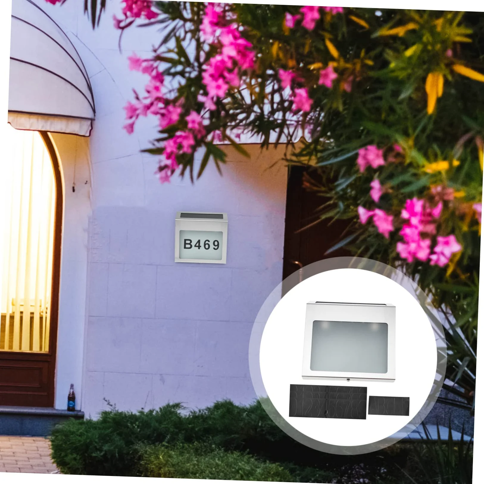 jojofuny Lampada Solare Per Numero Civico, Luce Solare Per Targa Porta, Set Di Luci Solari a Led Per Targa Porta, Durevole e Resistente Alle Intemperie, Ricarica Solare